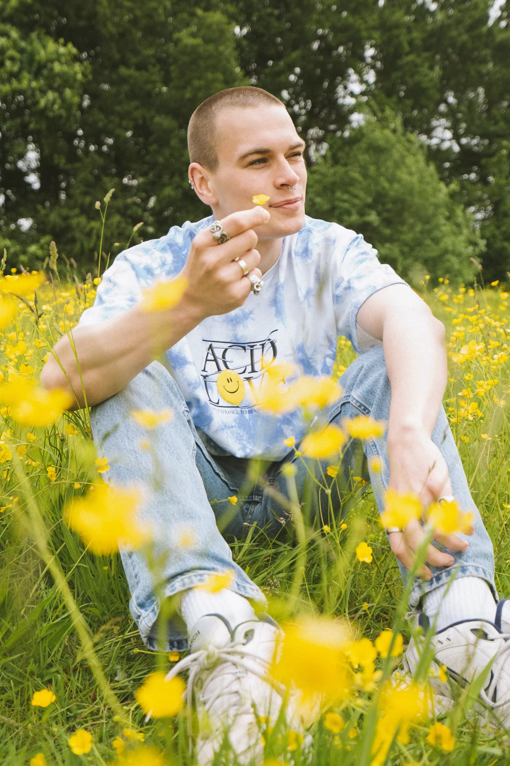 ACID LOVE 0.06 'Floating Points' Tee - Tie Dye Sky Blue Fashion