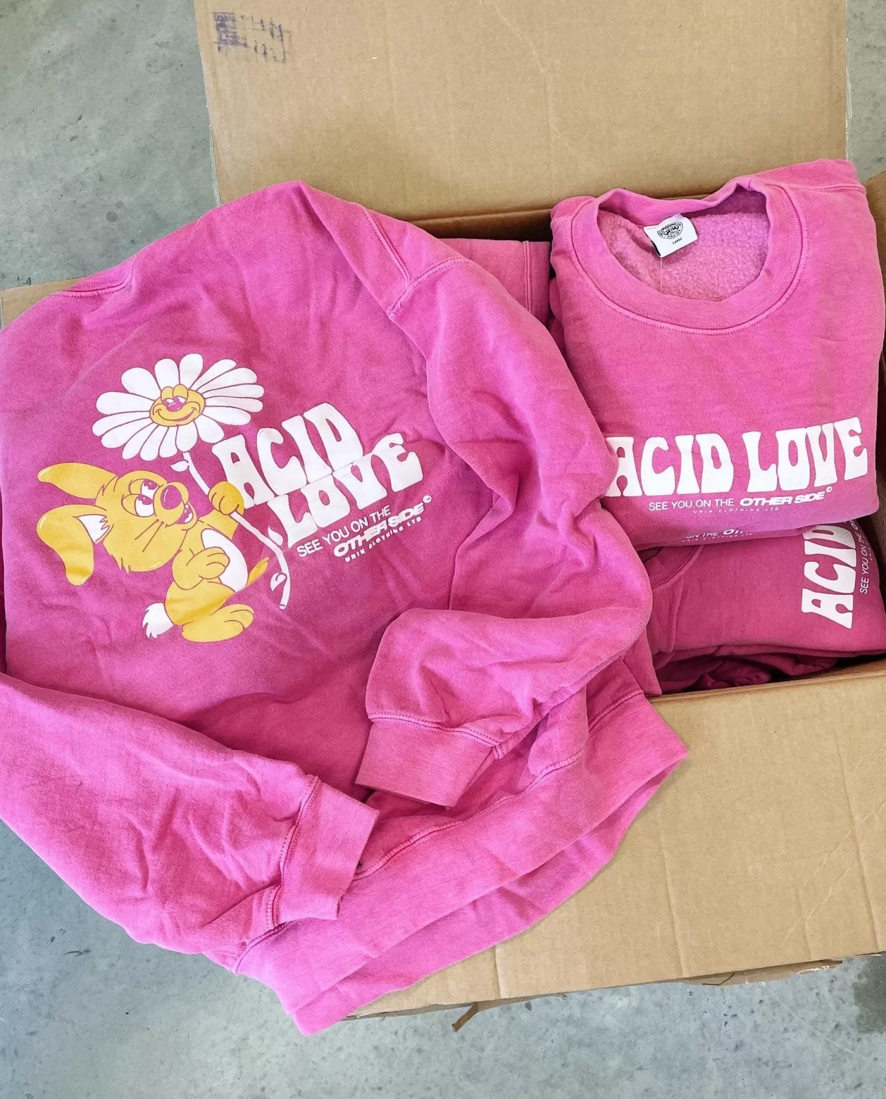 ACID LOVE 0.06 'Other Side' Sweatshirt - Vintage Washed Azalea Pink New