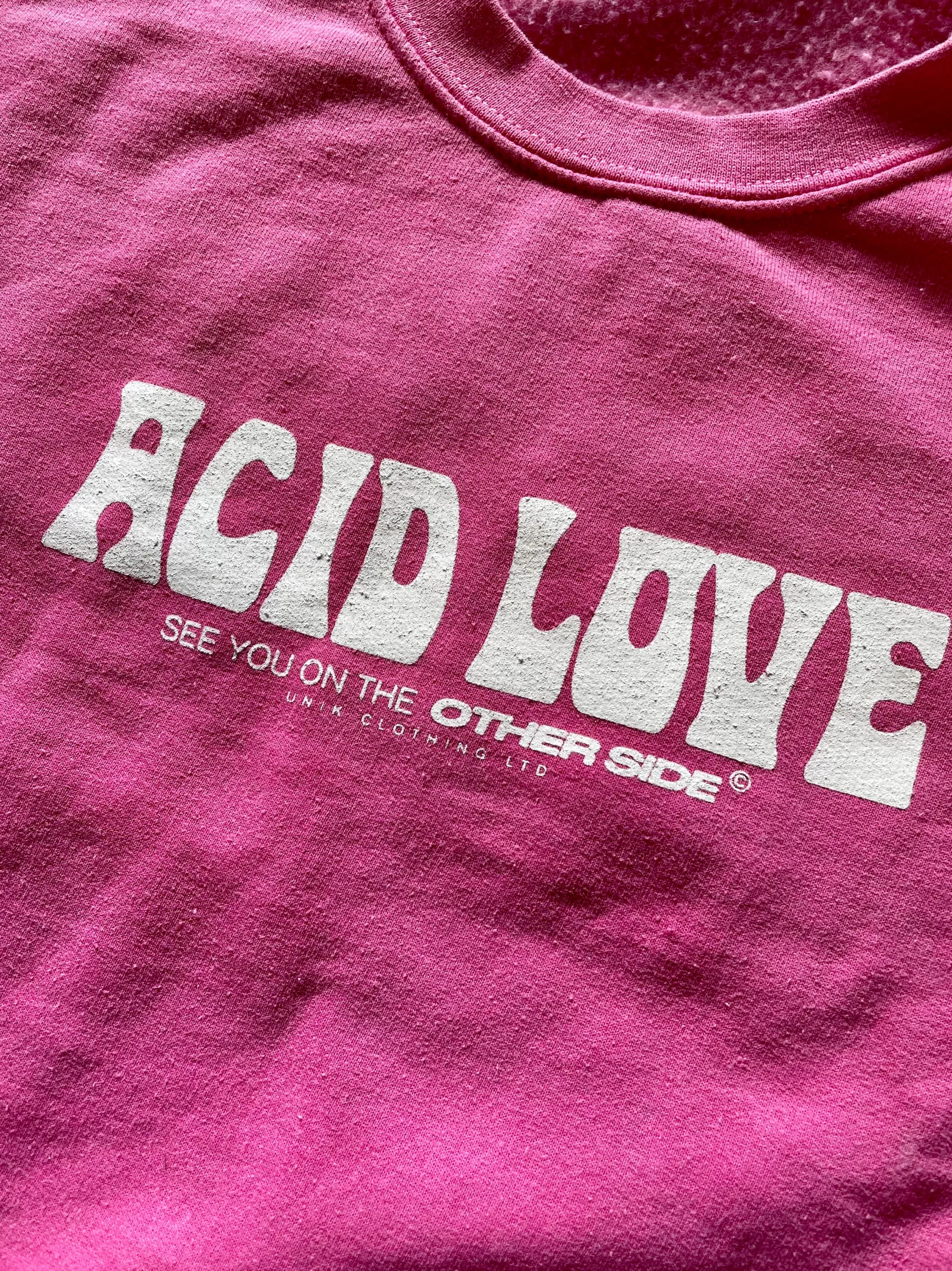 ACID LOVE 0.06 'Other Side' Sweatshirt - Vintage Washed Azalea Pink New