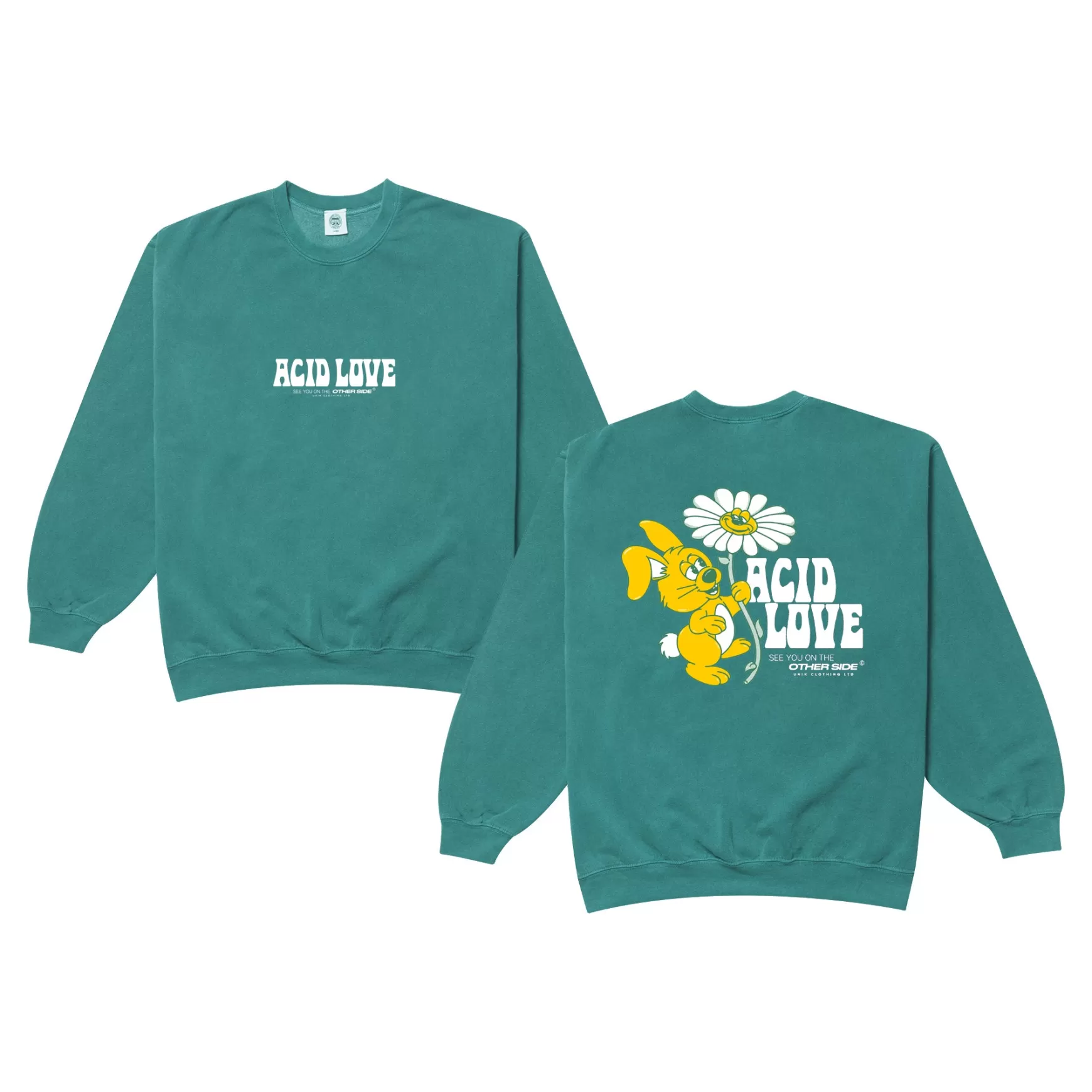 ACID LOVE 0.06 'Other Side' Sweatshirt - Vintage Washed Teal Online