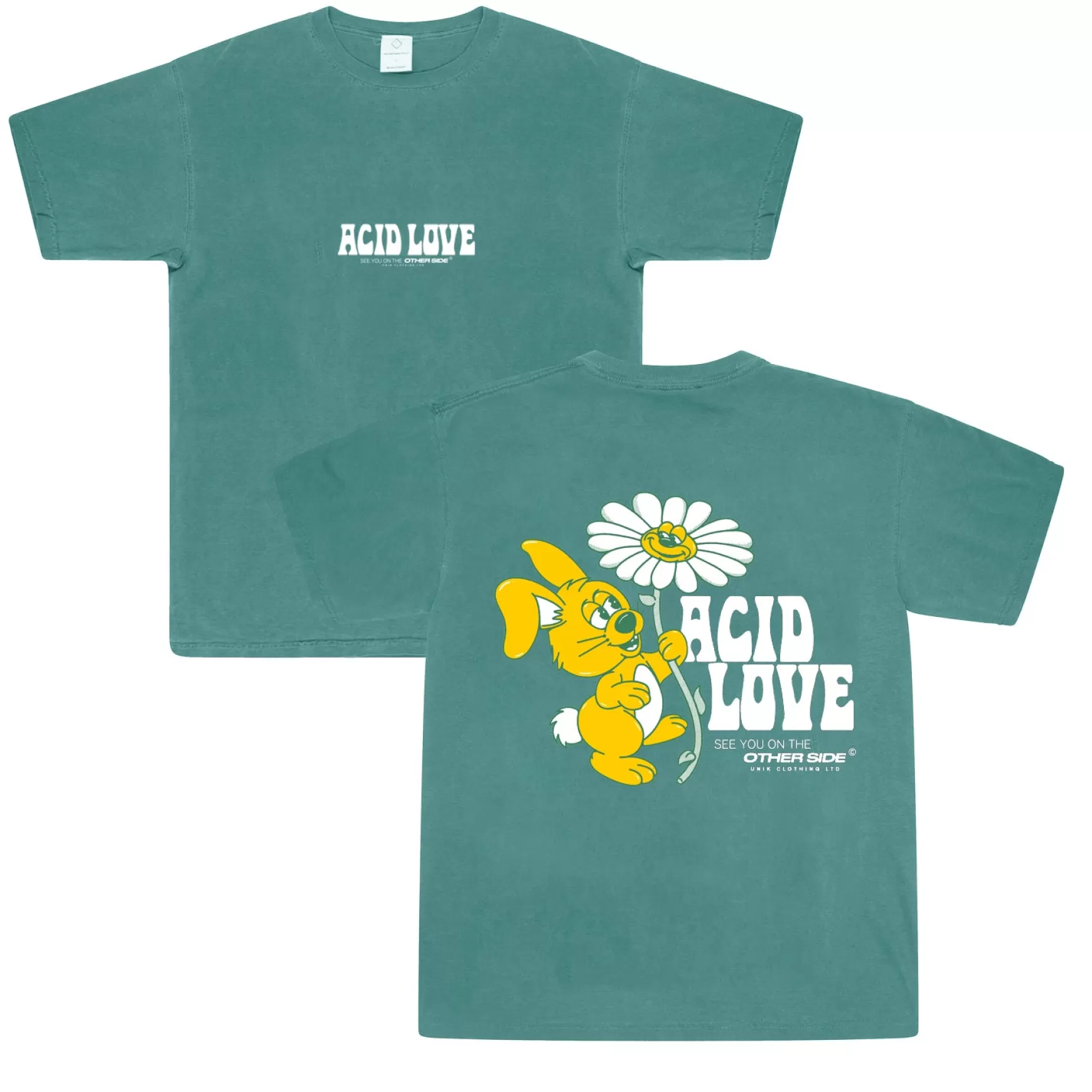 ACID LOVE 0.06 'Other Side' Tee - Vintage Washed Teal Store