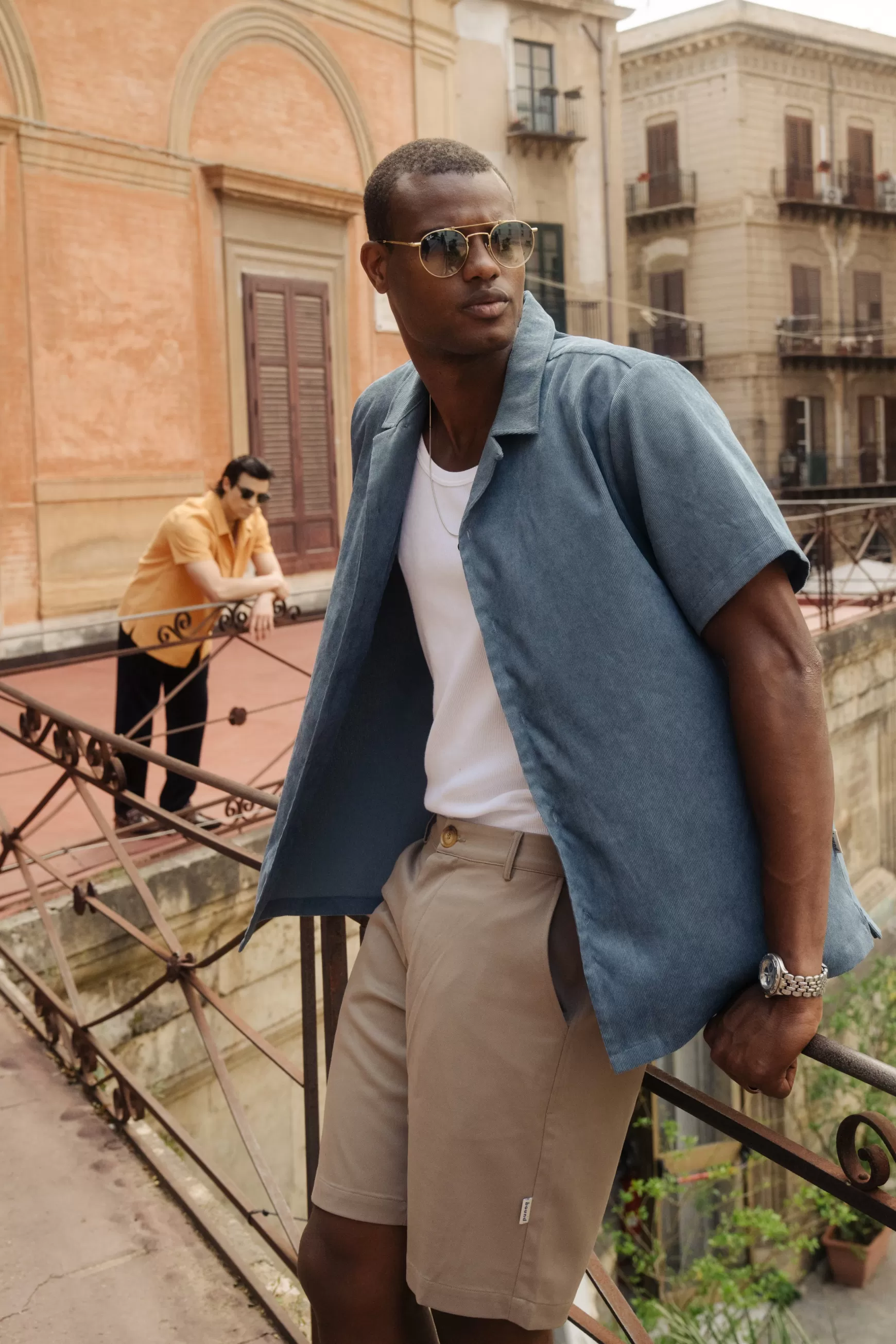 bound 'Airforce Blue' Cord Towel Ss Shirt Clearance