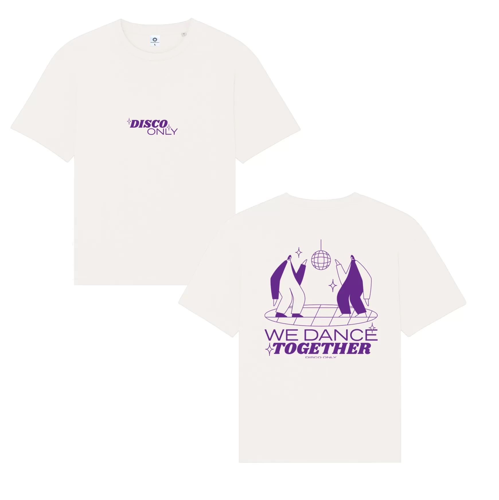 DISCO ONLY 'We Dance Together' Organic Tee - Off White Clearance