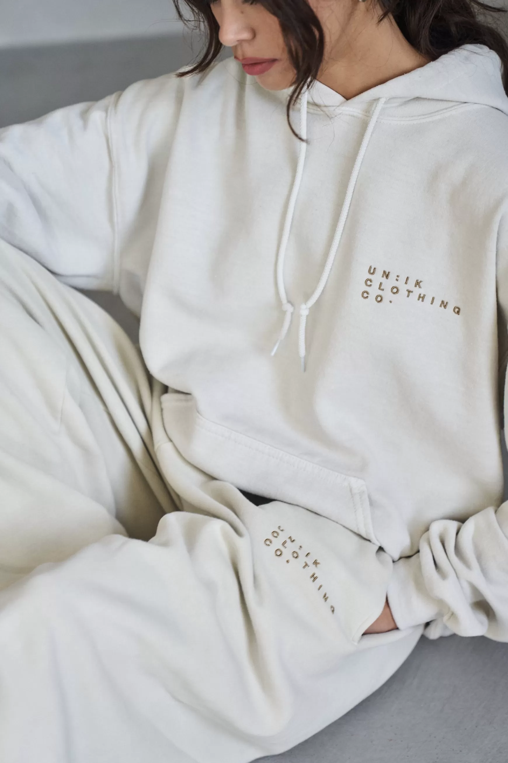 UN:IK Essentials Essentials 'sets' Vintage Washed Hoodie - Ivory Cheap