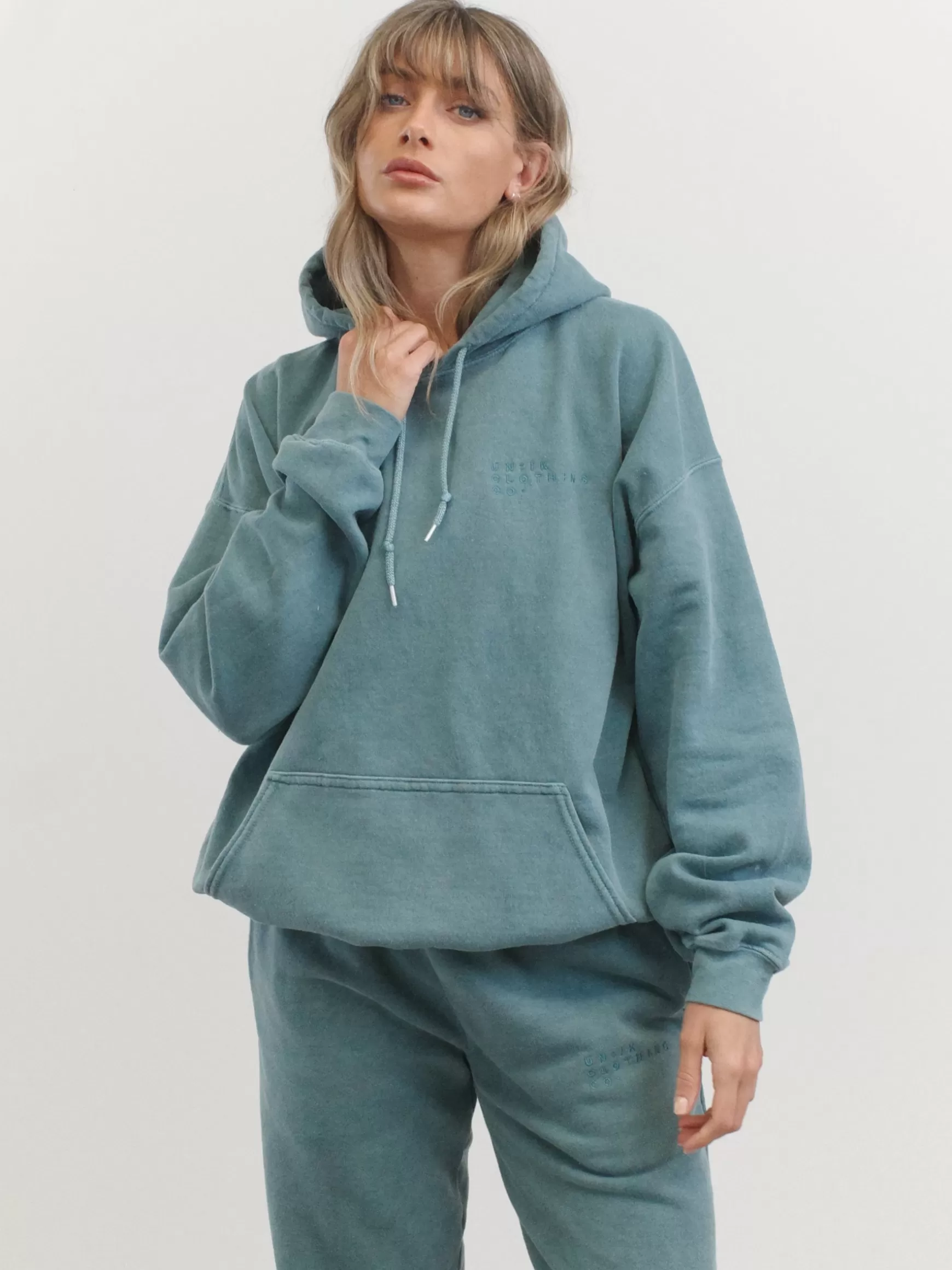 UN:IK Essentials Essentials 'sets' Vintage Washed Hoodie - Steel Blue Outlet