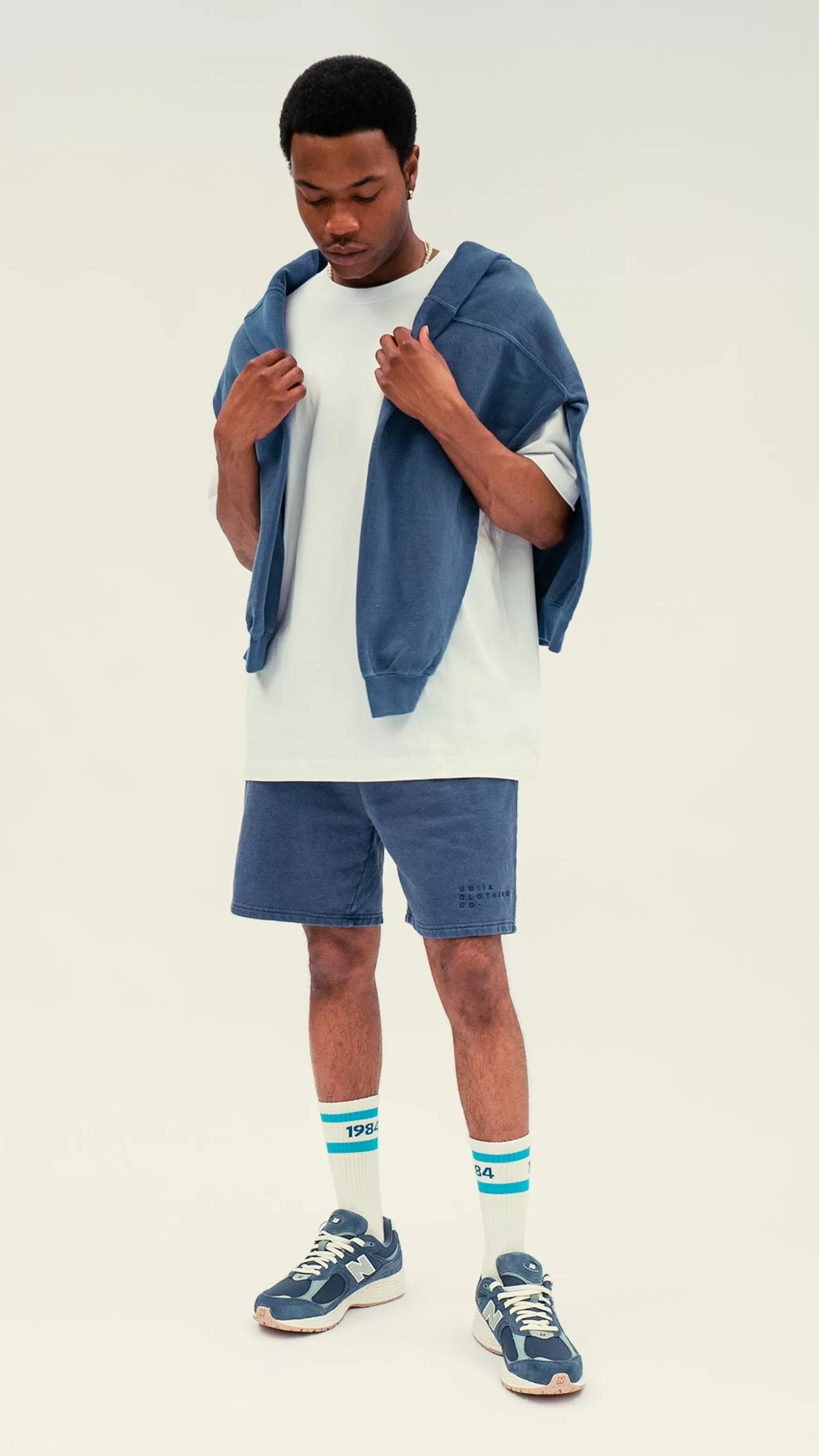 UN:IK Essentials Essentials 'sets' Vintage Washed Jogger Shorts - Indigo New