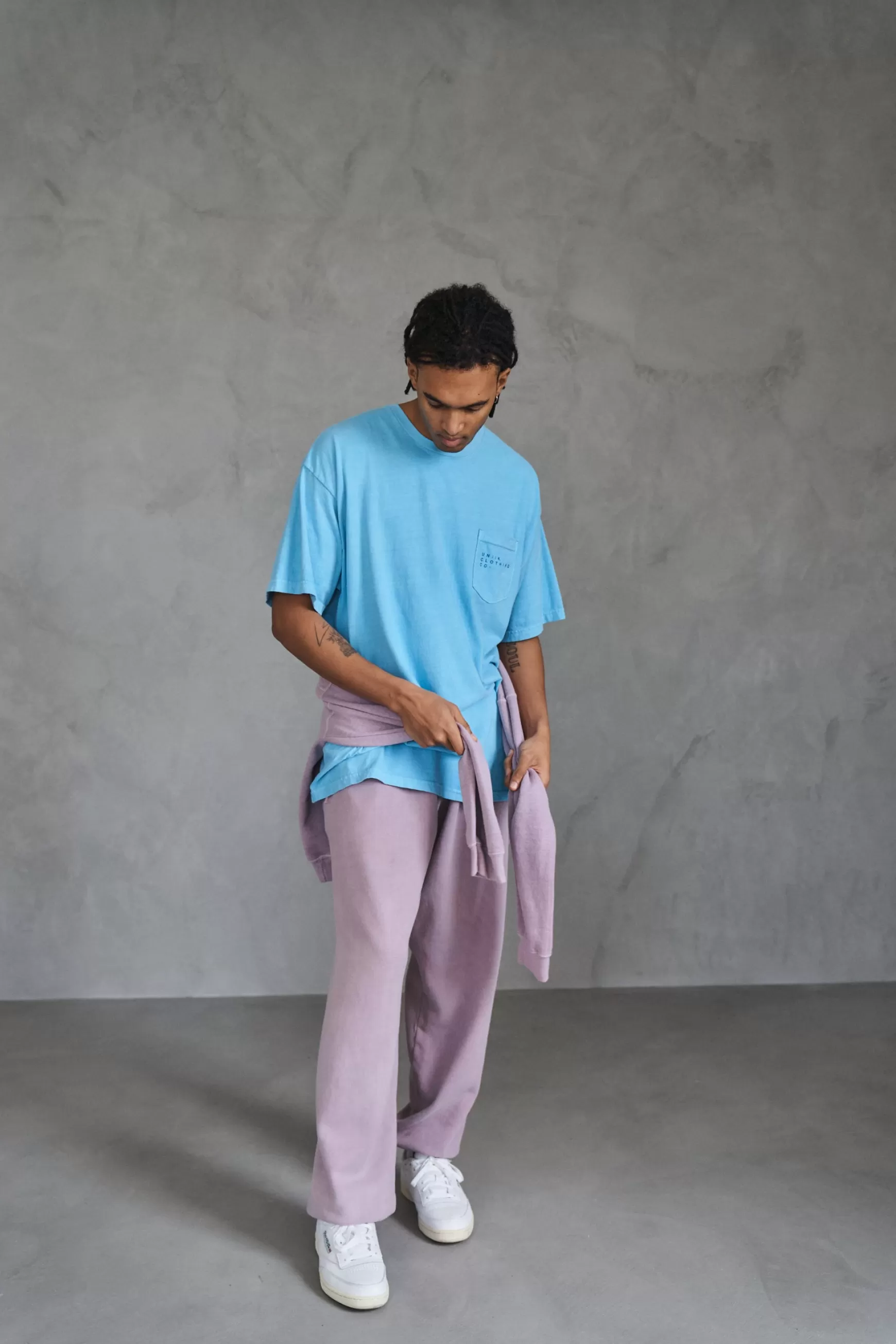 UN:IK Essentials Essentials 'sets' Vintage Washed Pocket Tee - Lagoon Hot