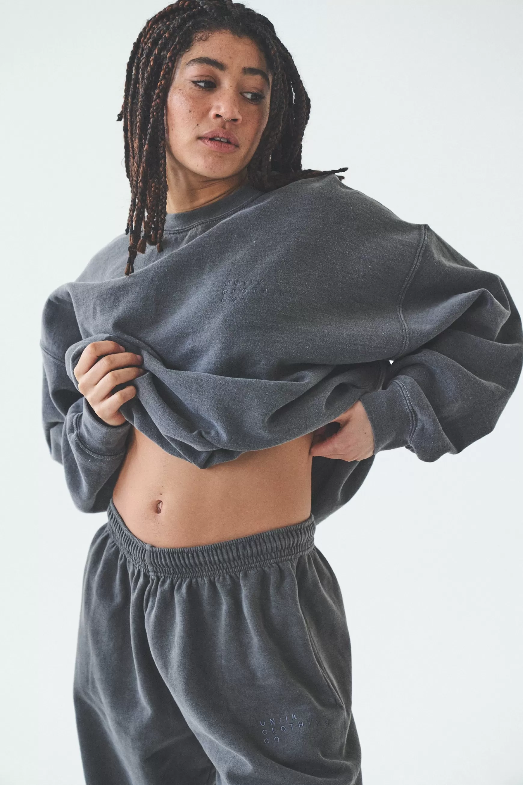 UN:IK Essentials Essentials 'sets' Vintage Washed Sweater - Charcoal Store