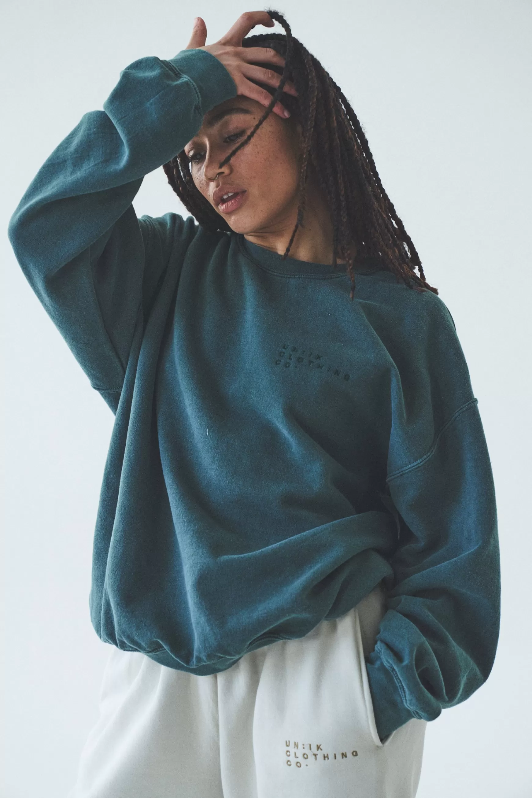 UN:IK Essentials Essentials 'sets' Vintage Washed Sweater - Pine Sale