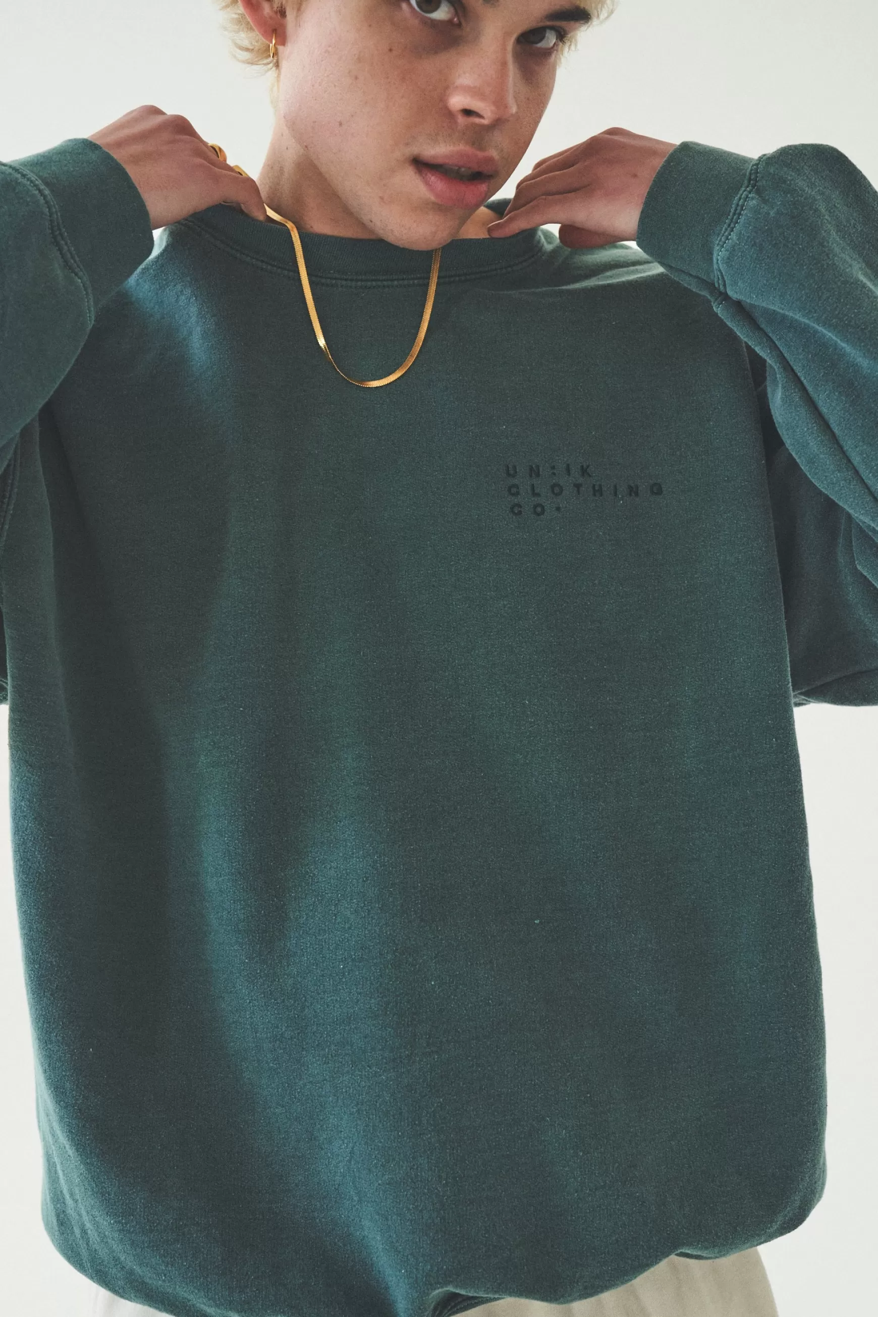 UN:IK Essentials Essentials 'sets' Vintage Washed Sweater - Pine Sale