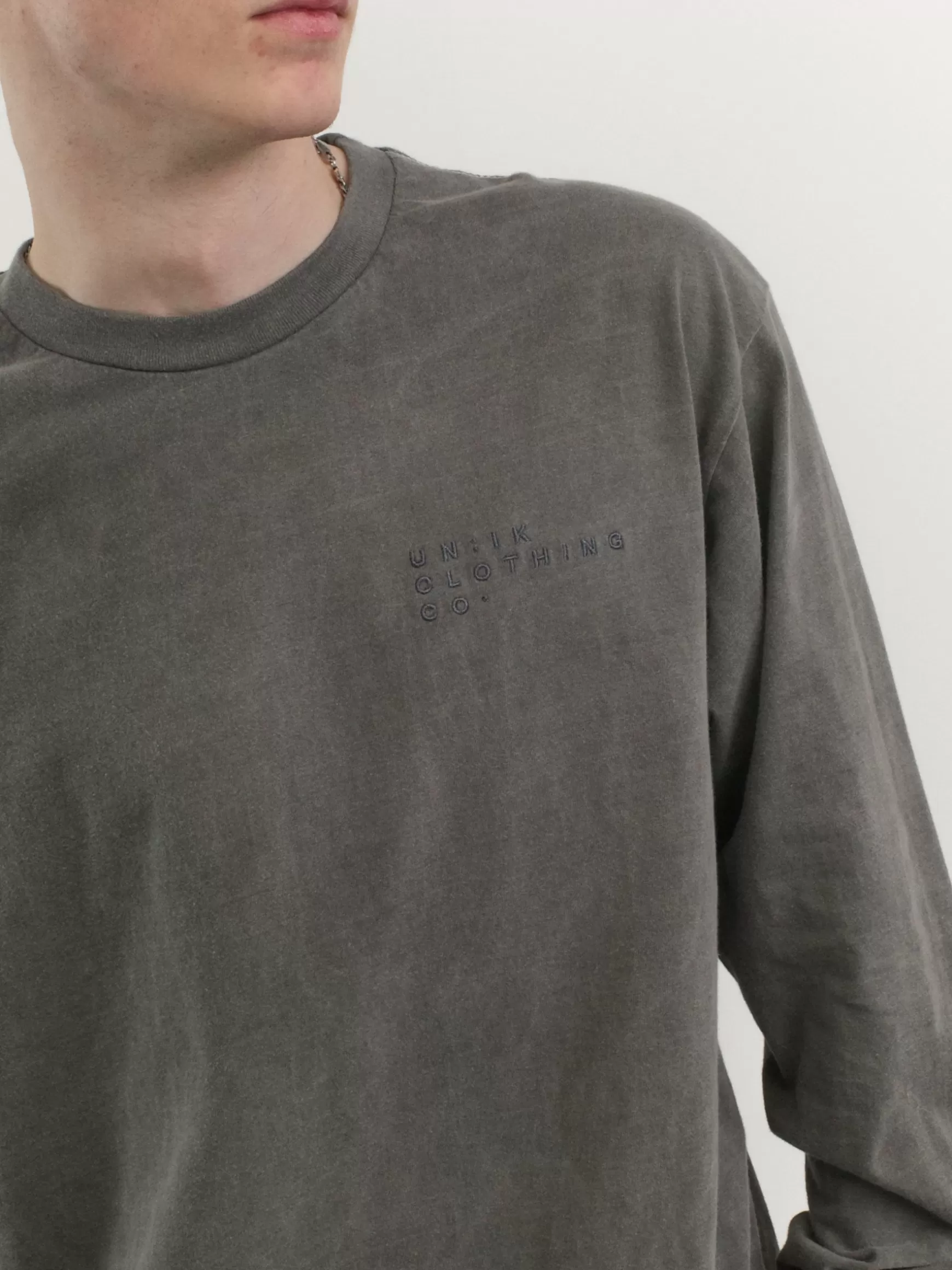 UN:IK Essentials Essentials Vintage Washed Longsleeve Tee - Charcoal Cheap