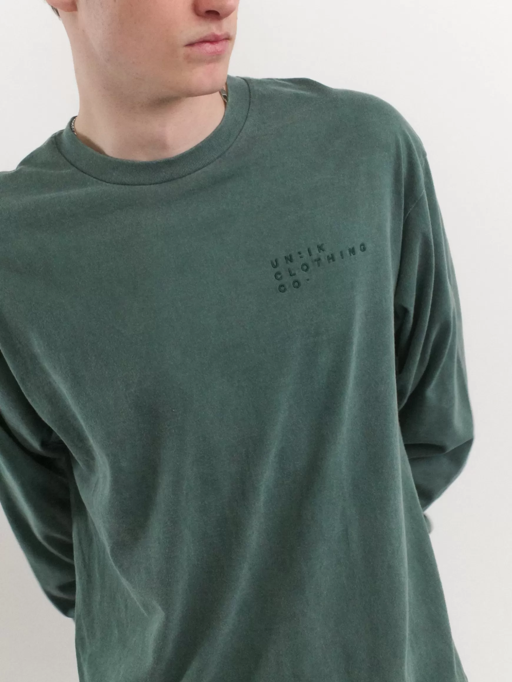 UN:IK Essentials Essentials Vintage Washed Longsleeve Tee - Forest New