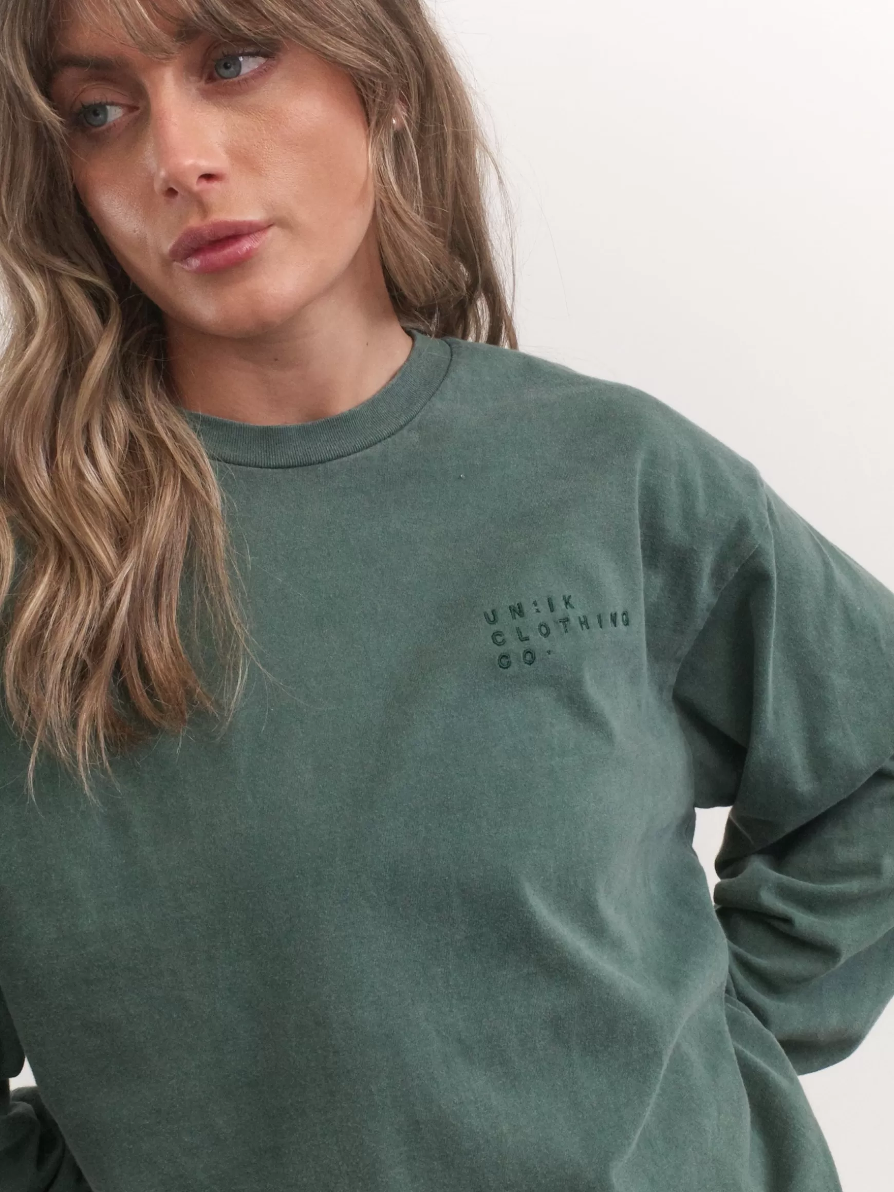 UN:IK Essentials Essentials Vintage Washed Longsleeve Tee - Forest New