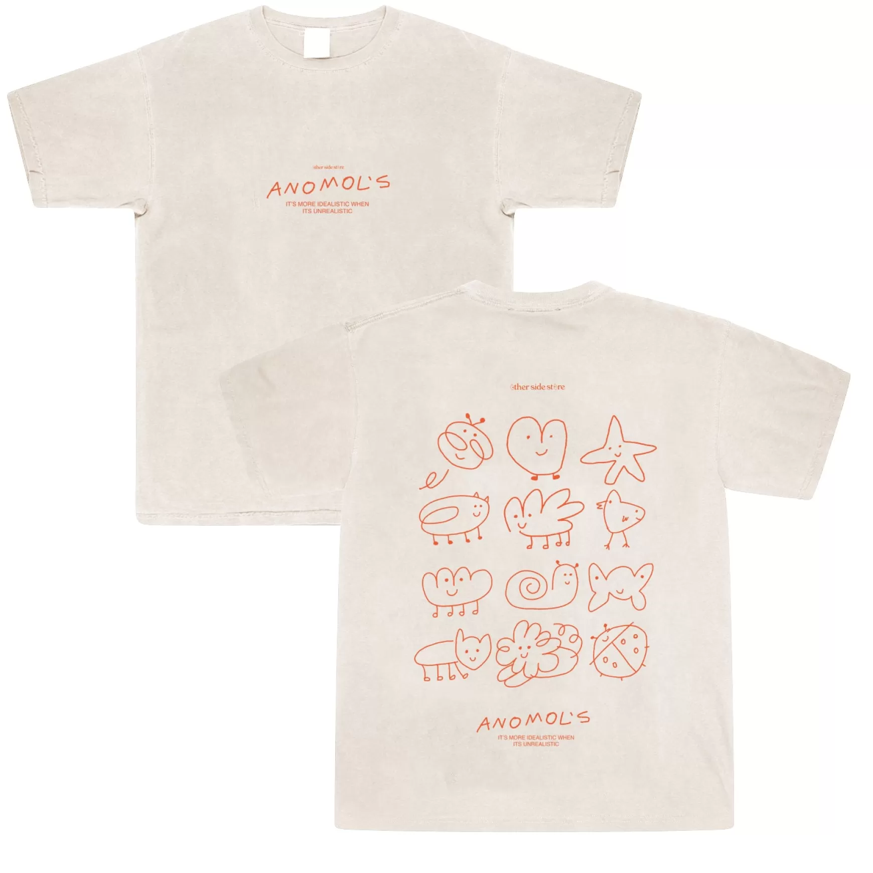 Other Side Store 'Anomols' Vintage Washed Tee - Cream Sale