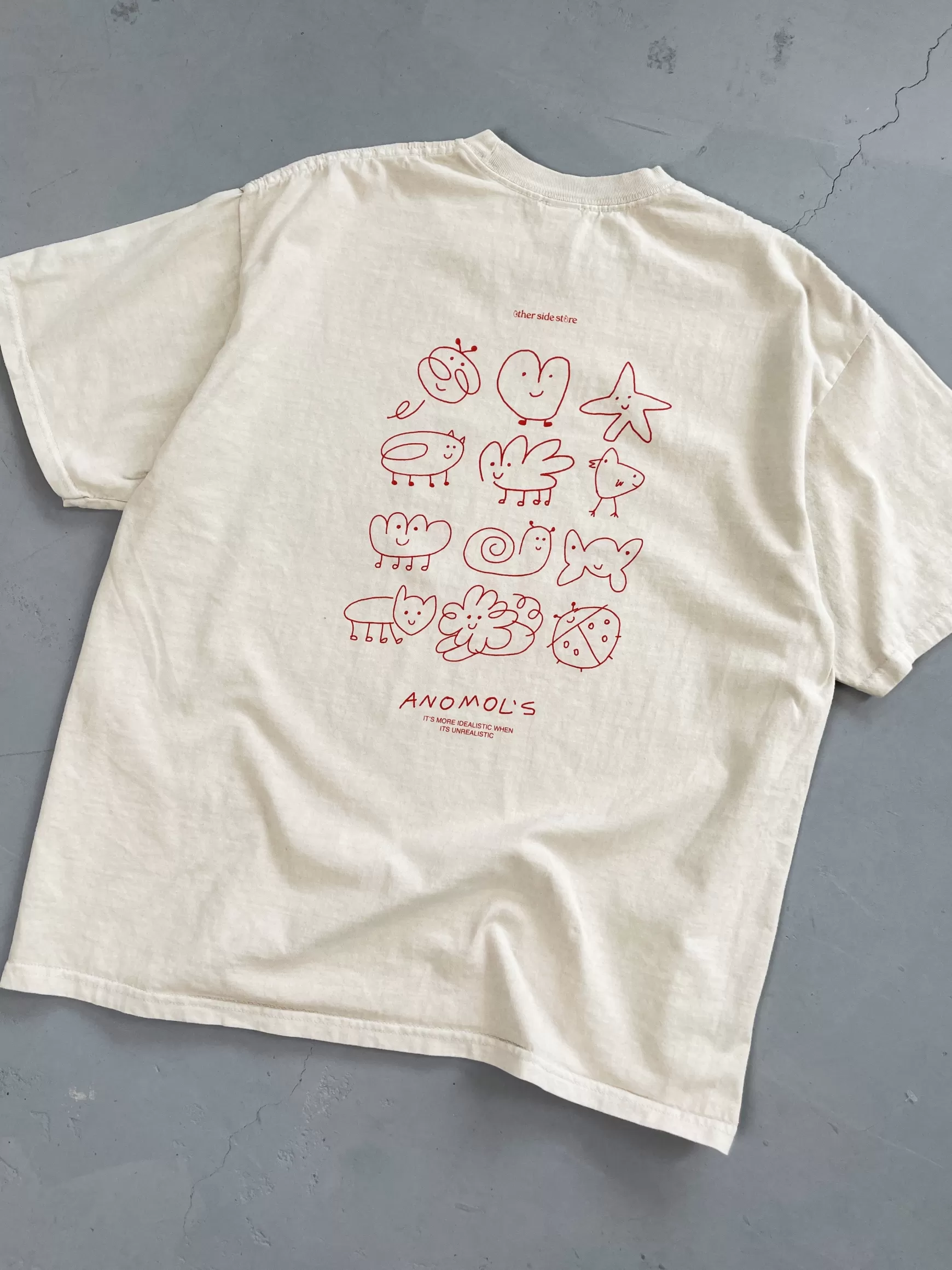 Other Side Store 'Anomols' Vintage Washed Tee - Cream Sale
