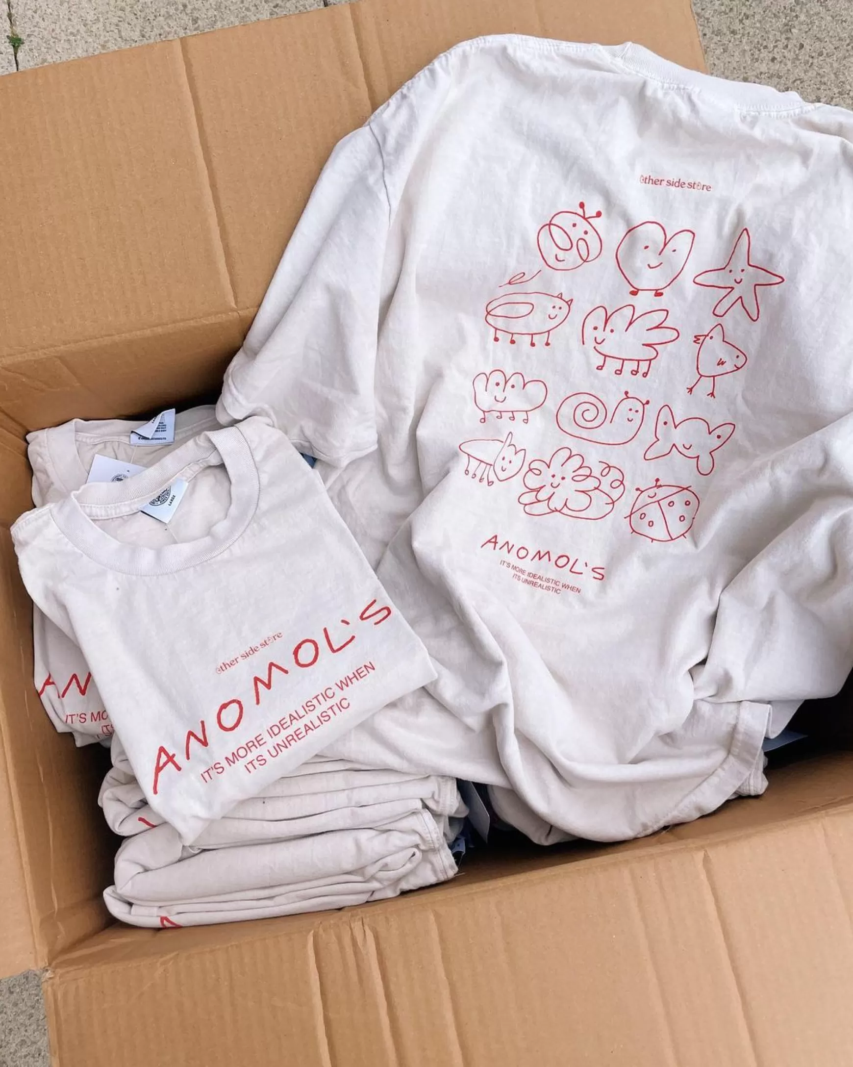 Other Side Store 'Anomols' Vintage Washed Tee - Cream Sale