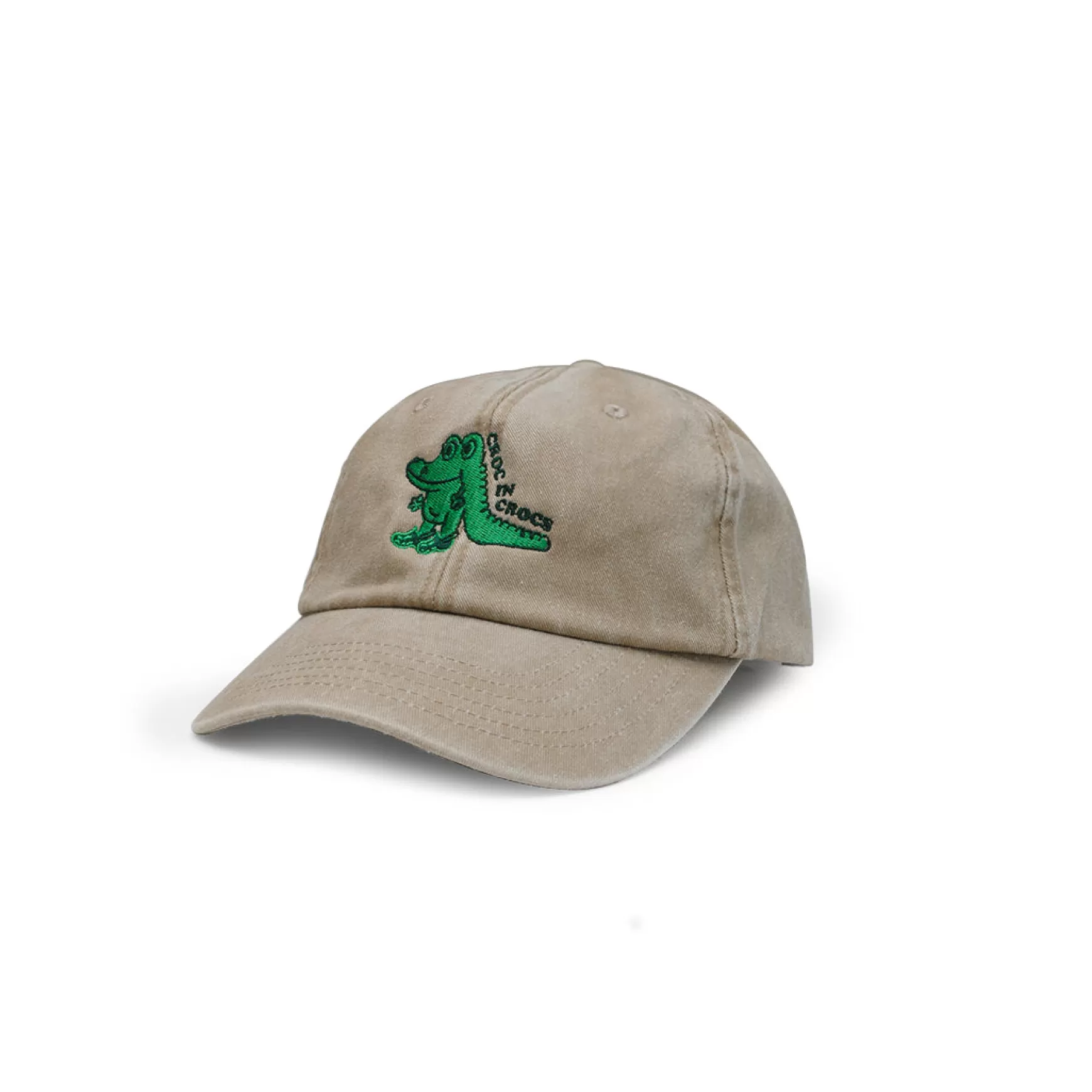 Other Side Store 'Croc' Embroidered Vintage Washed Cap - Beige Best Sale