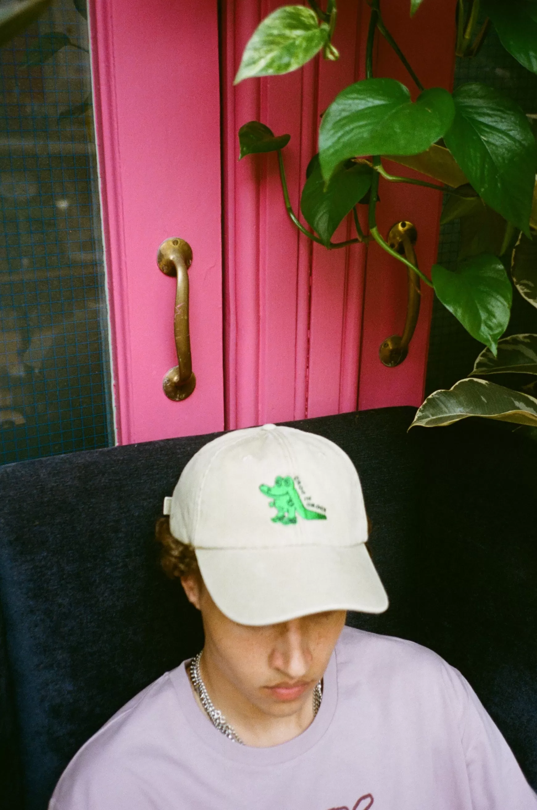 Other Side Store 'Croc' Embroidered Vintage Washed Cap - Beige Best Sale