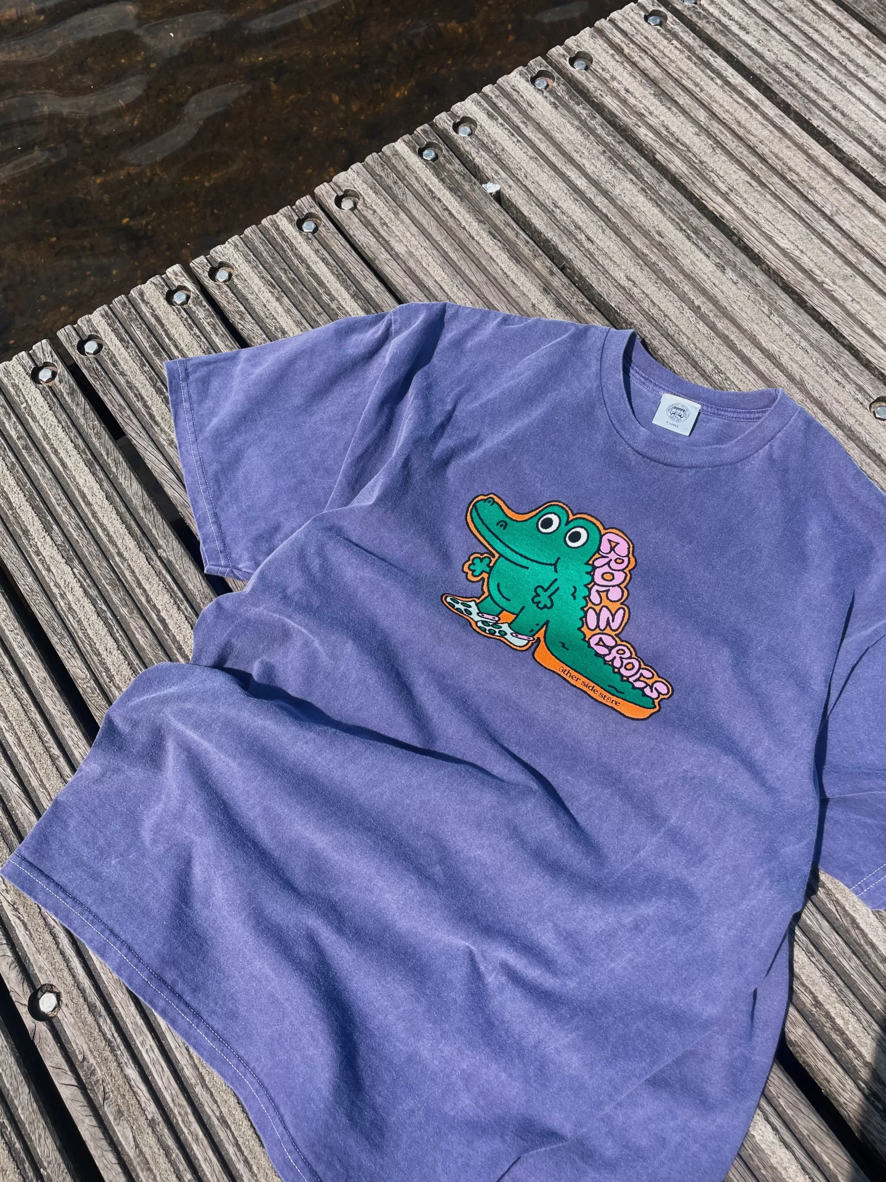 Other Side Store 'Croc In Crocs' Vintage Washed Tee - Violet Online