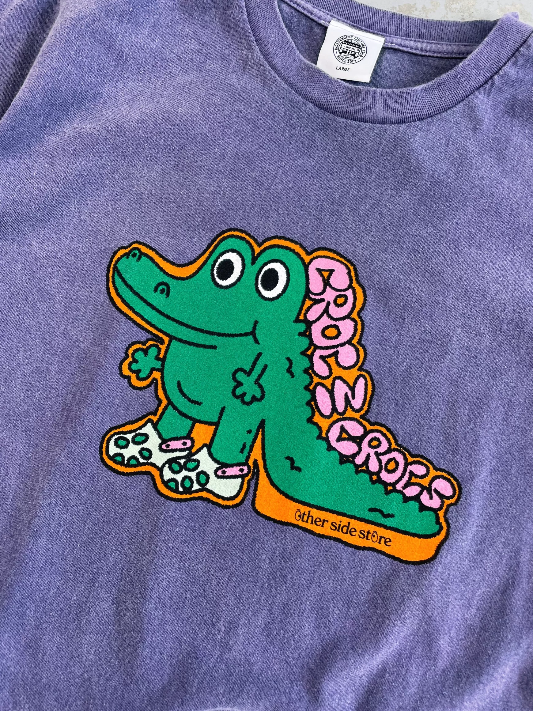 Other Side Store 'Croc In Crocs' Vintage Washed Tee - Violet Online