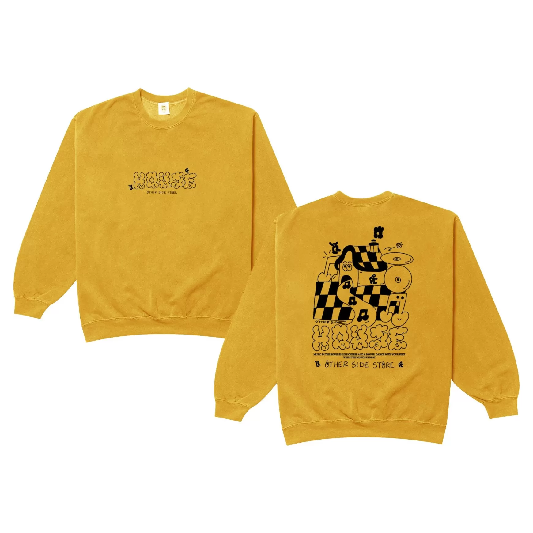 Other Side Store 'House Tunes' Sweater - Vintage Washed Yellow Discount