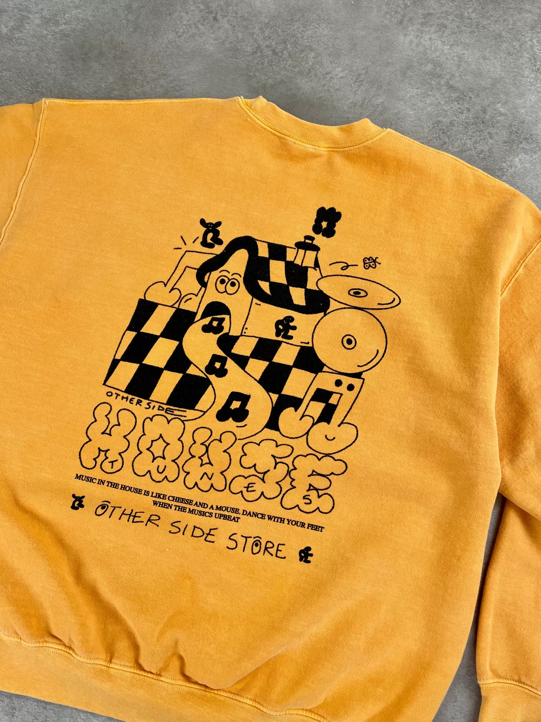 Other Side Store 'House Tunes' Sweater - Vintage Washed Yellow Discount