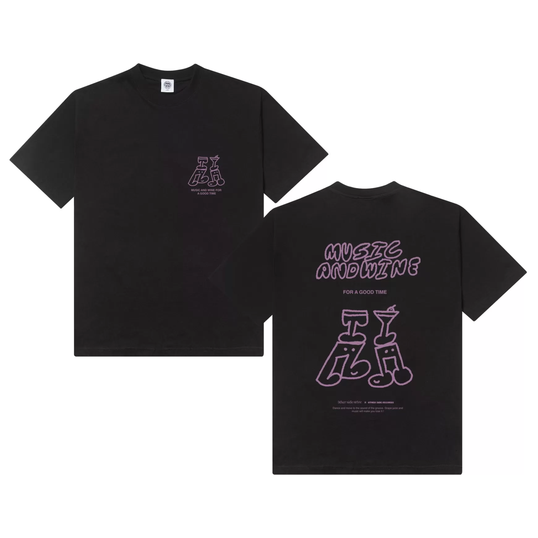 Other Side Store 'Music & Wine' Organic Tee - Black Store