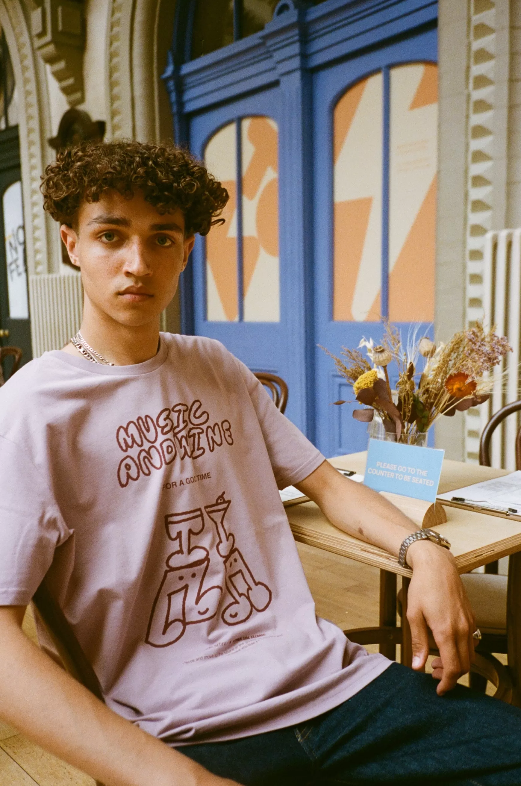 Other Side Store 'Music & Wine' Organic Tee - Lilac Online