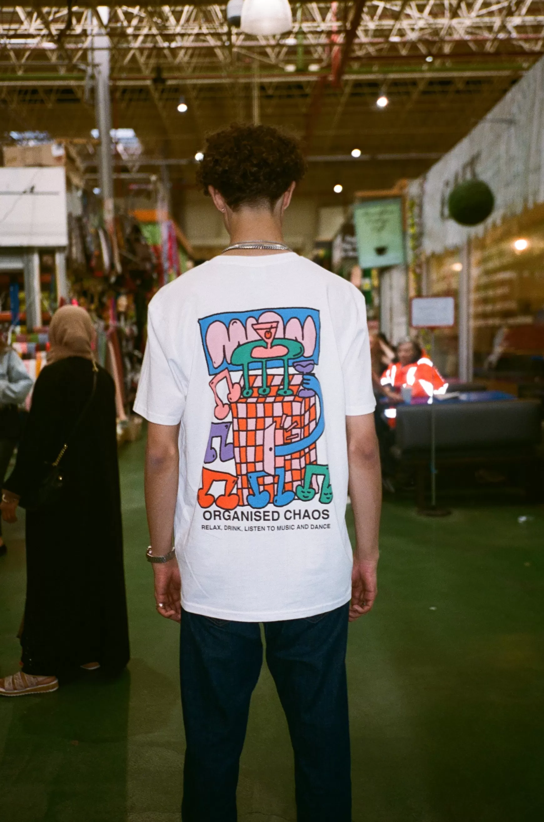 Other Side Store 'Organised Chaos' Organic Tee - White Clearance
