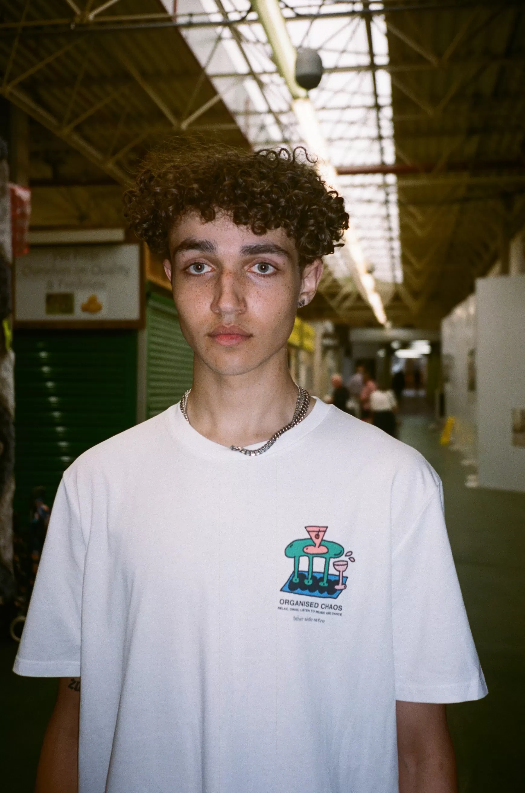 Other Side Store 'Organised Chaos' Organic Tee - White Clearance