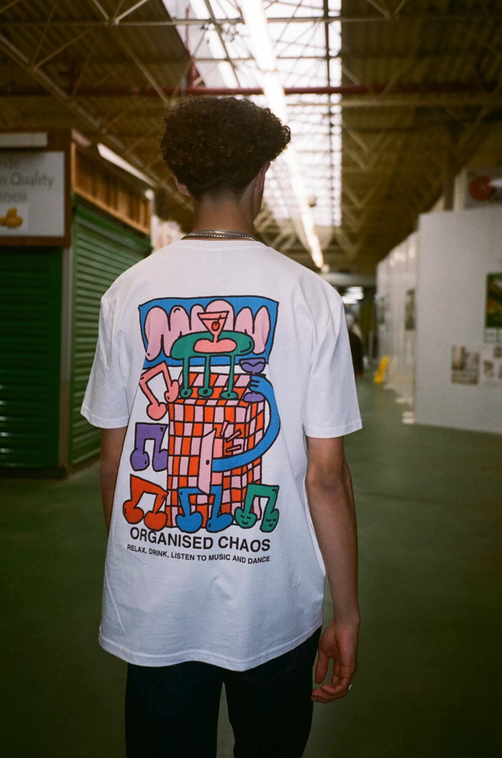 Other Side Store 'Organised Chaos' Organic Tee - White Clearance