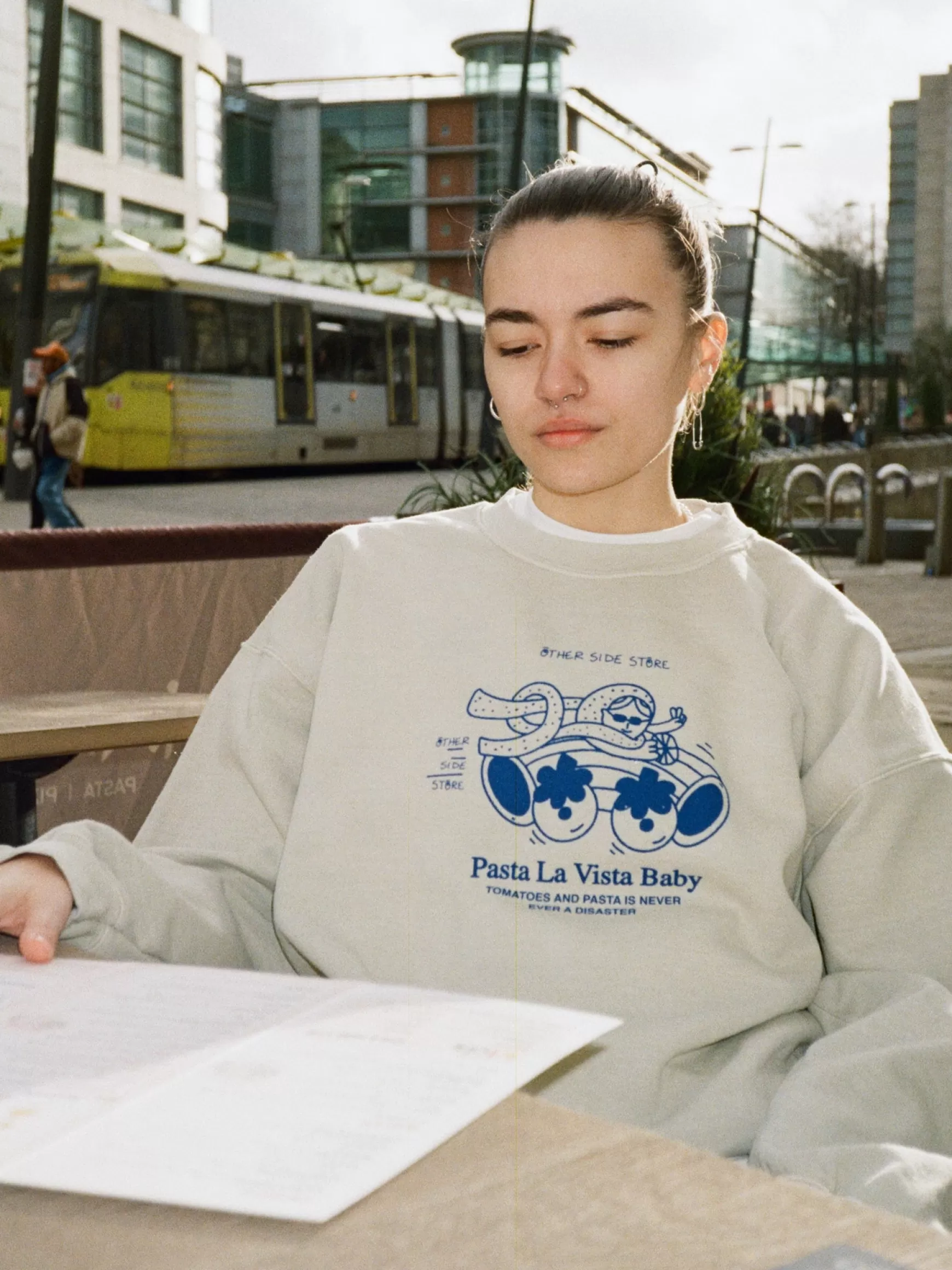 Other Side Store 'Pasta La Vista' Sweater - Vintage Washed Ecru Sale