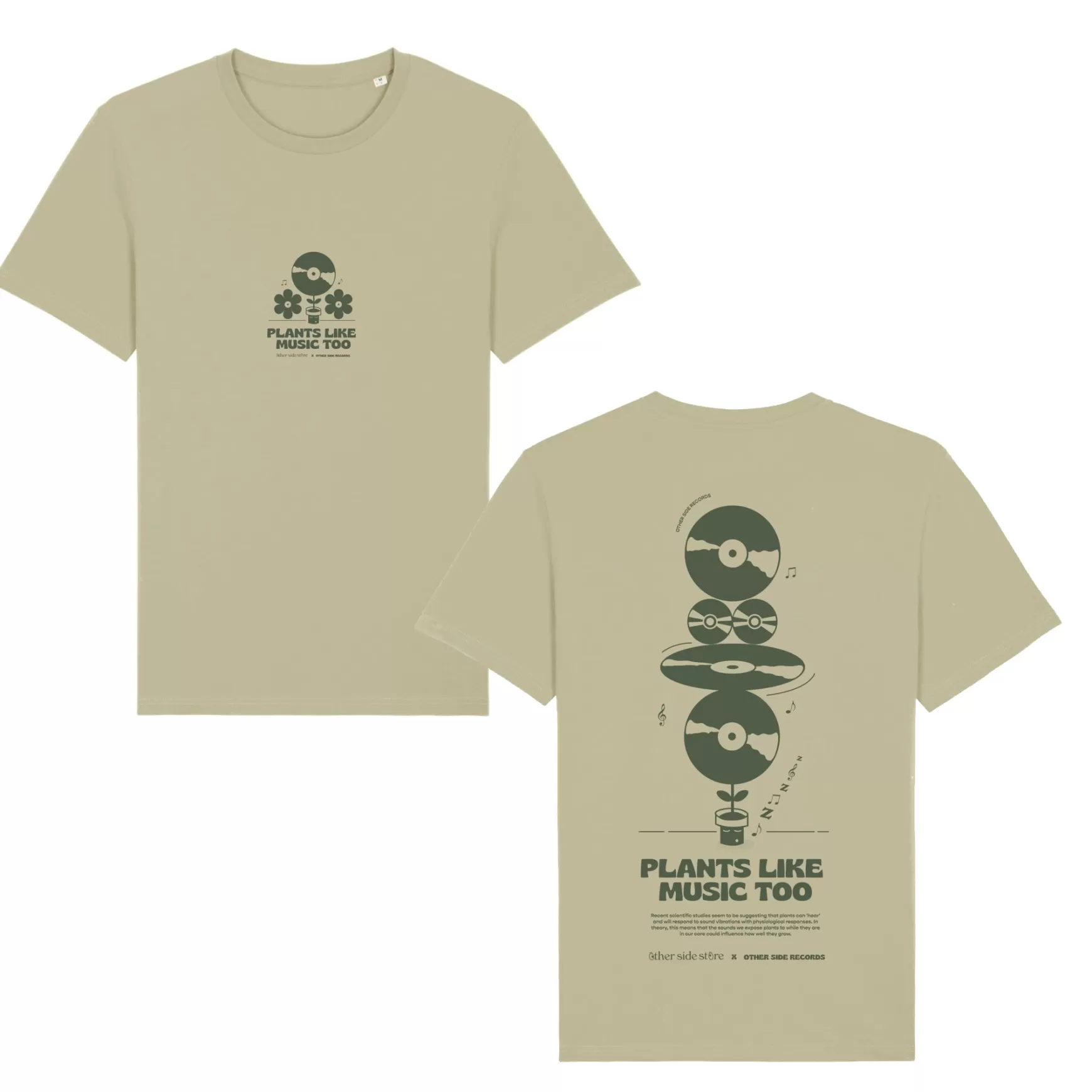 Other Side Store 'Plants Like Music Too' Organic Tee - Sage Best