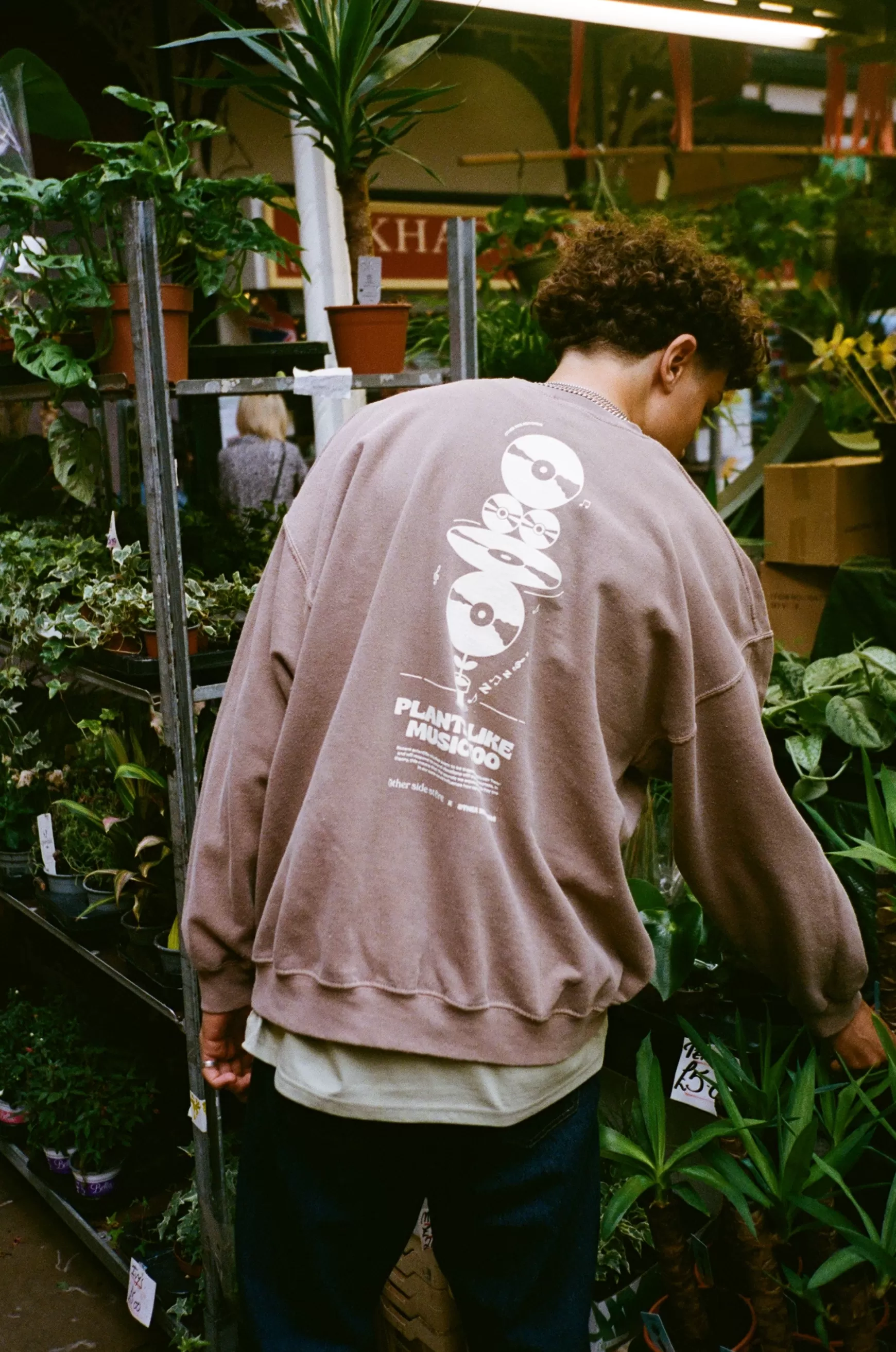Other Side Store 'Plants Like Music Too' Sweater - Washed Chestnut Cheap
