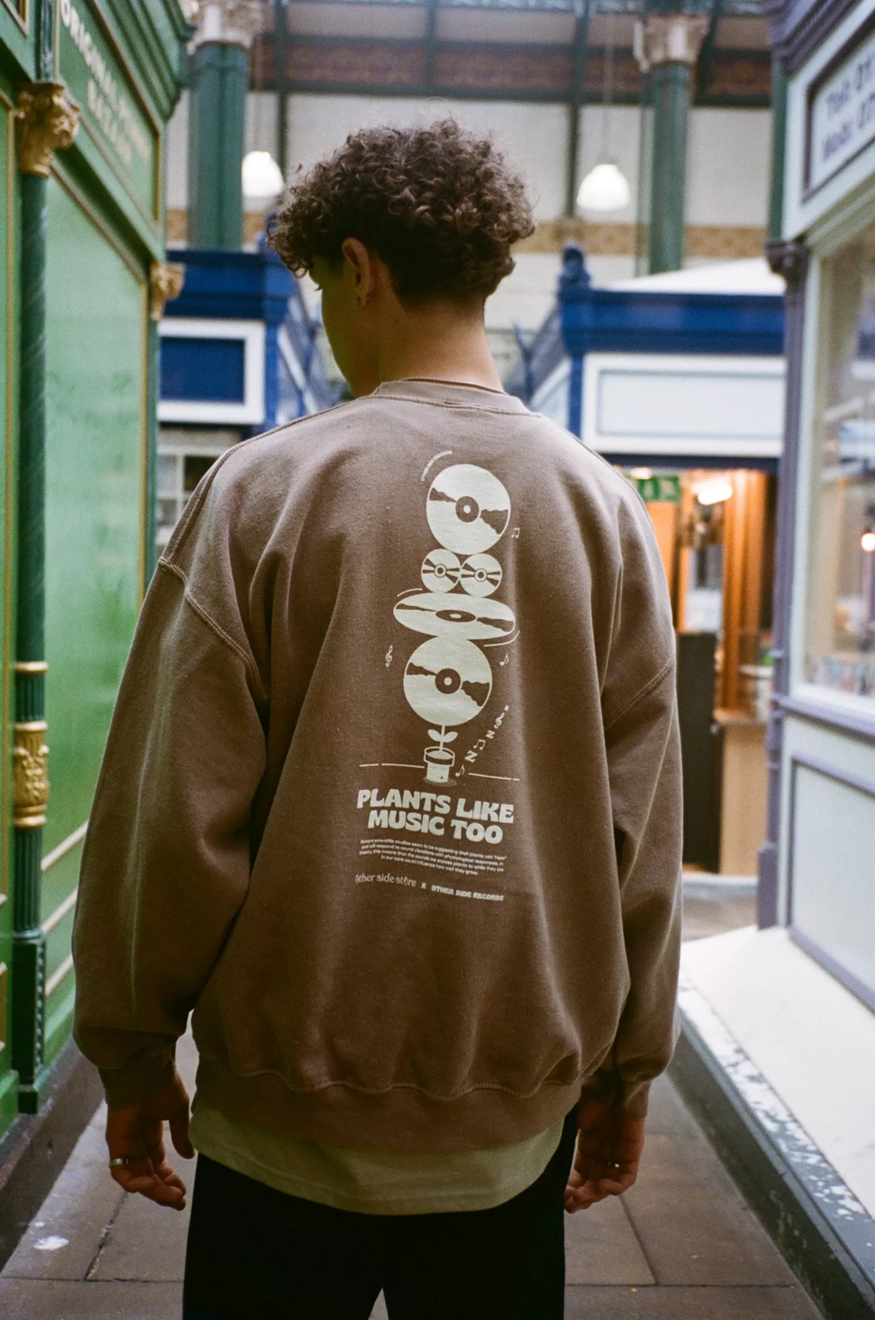 Other Side Store 'Plants Like Music Too' Sweater - Washed Chestnut Cheap