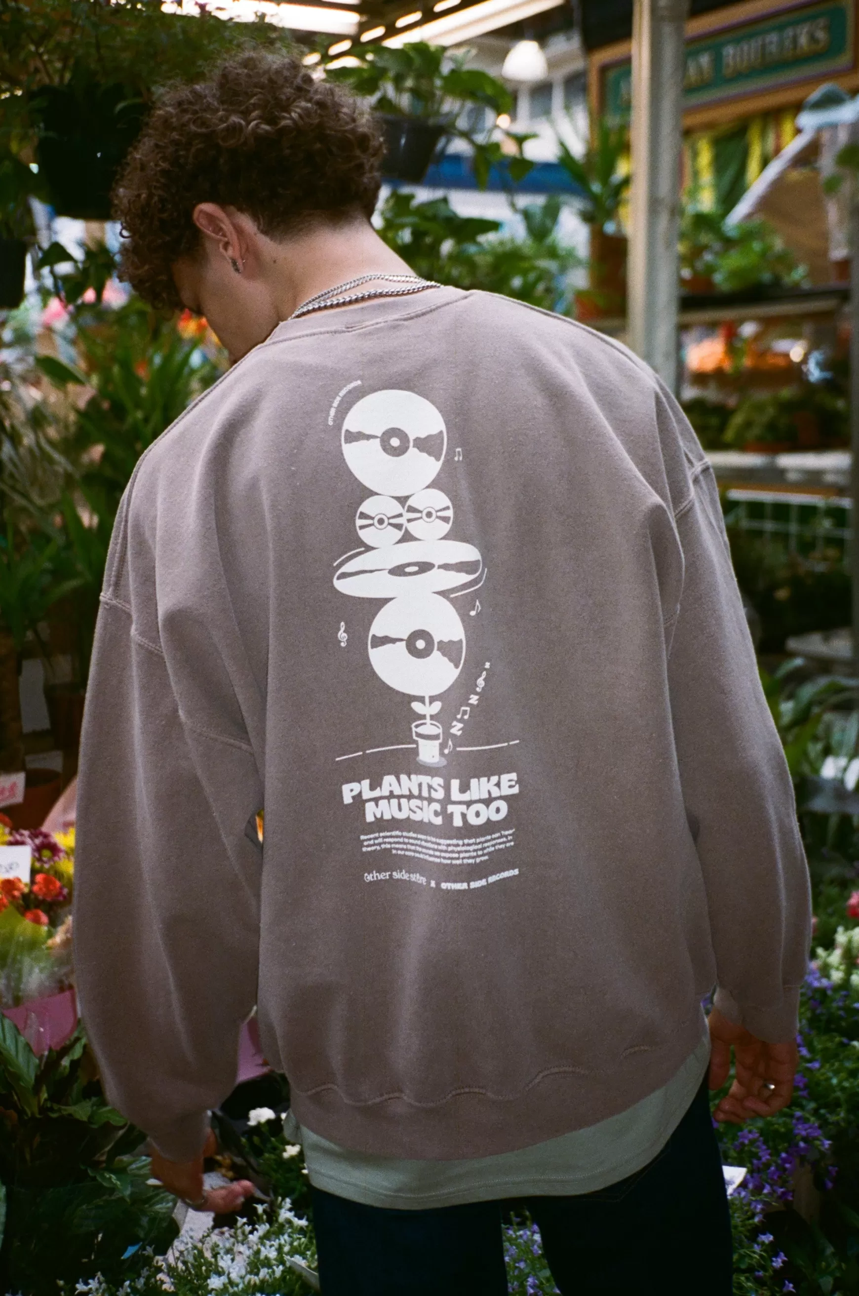Other Side Store 'Plants Like Music Too' Sweater - Washed Chestnut Cheap