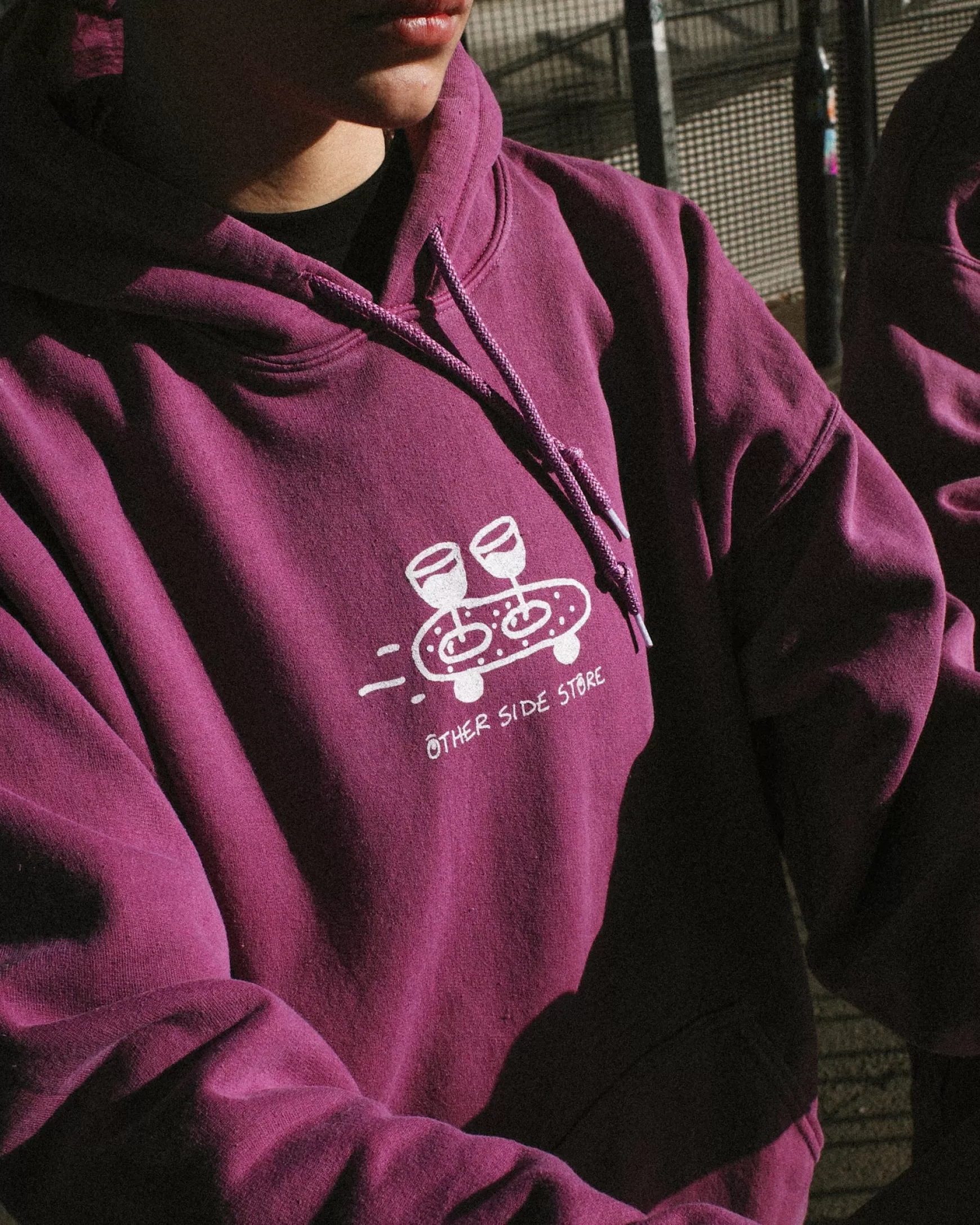 Other Side Store 'Wine Skate' Hoodie - Vintage Washed Plum Best Sale