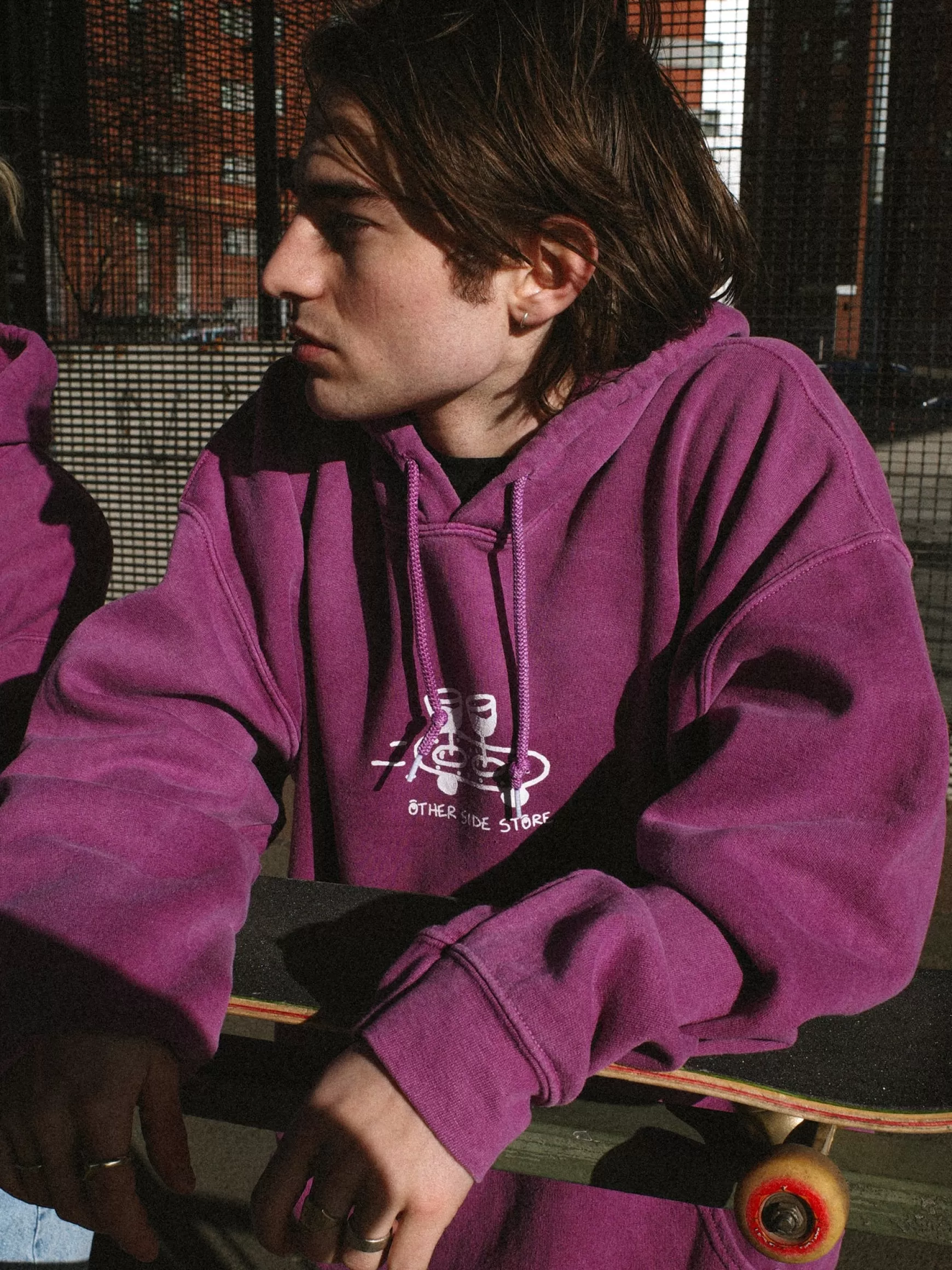 Other Side Store 'Wine Skate' Hoodie - Vintage Washed Plum Best Sale