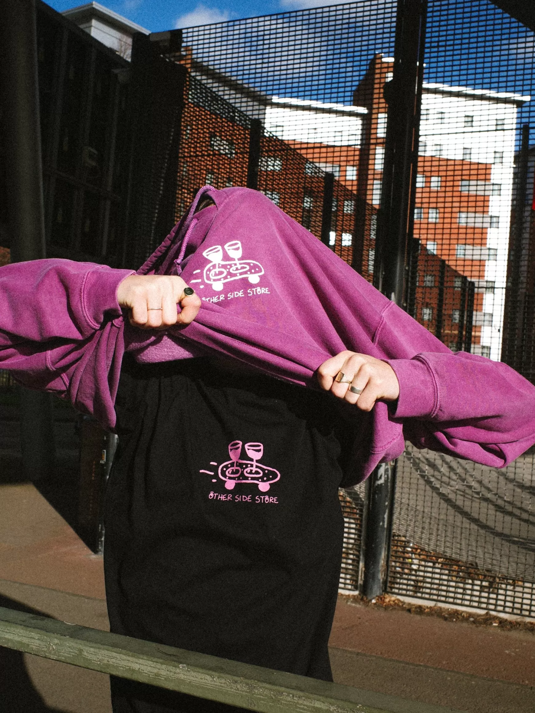 Other Side Store 'Wine Skate' Hoodie - Vintage Washed Plum Best Sale
