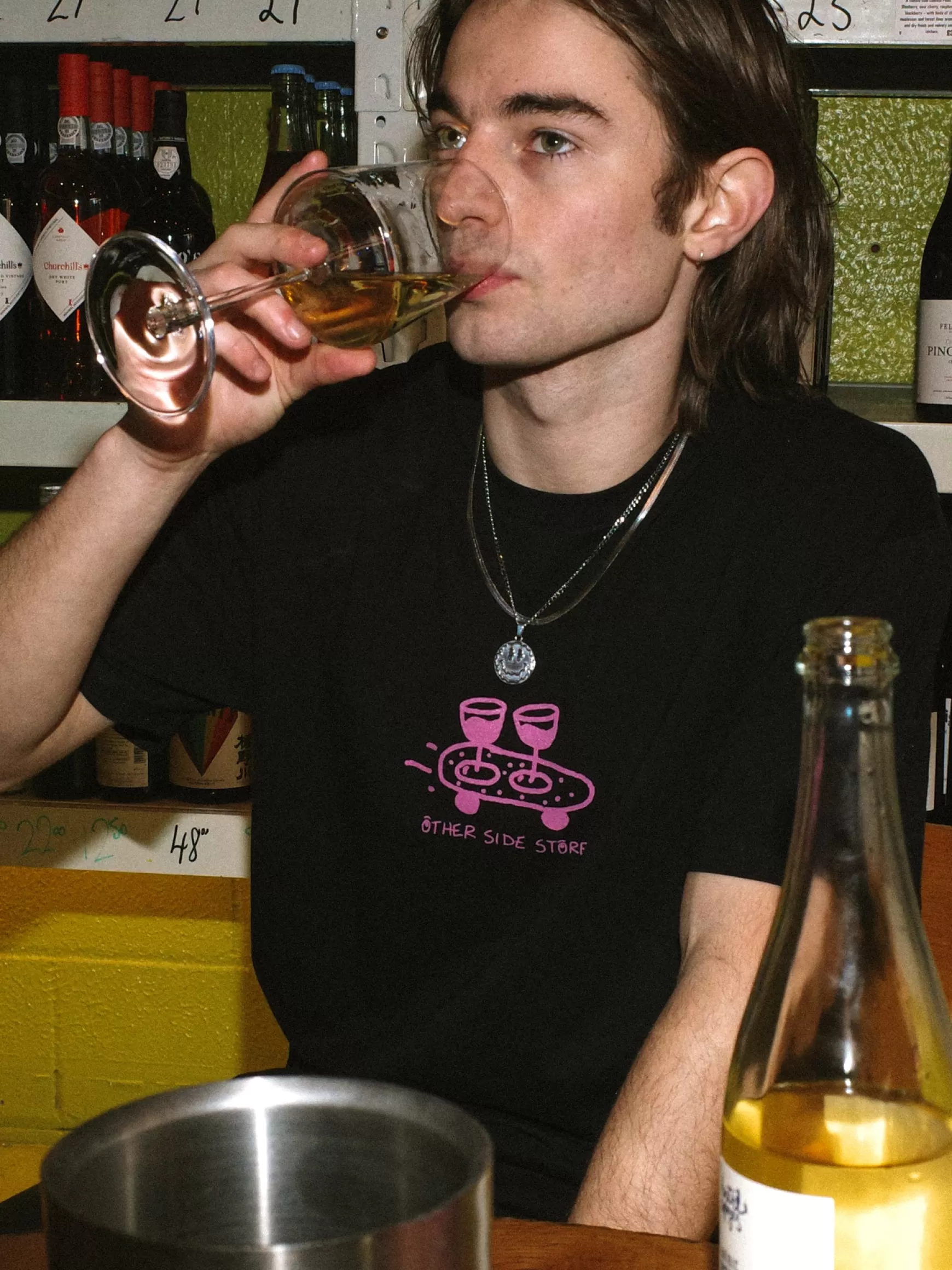 Other Side Store 'Wine Skate' Tee - Black/ Ecru/ Navy Outlet
