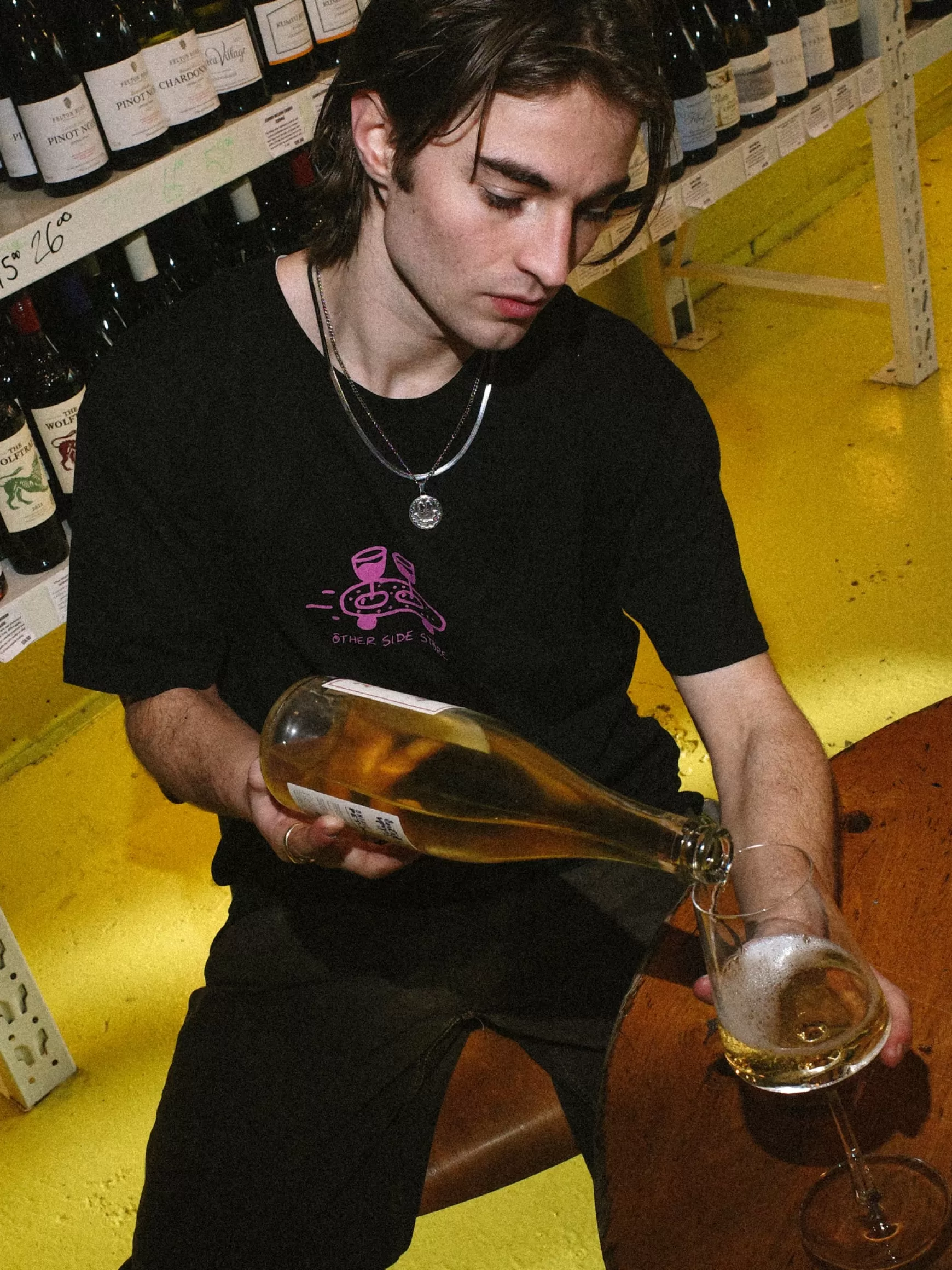 Other Side Store 'Wine Skate' Tee - Black/ Ecru/ Navy Outlet