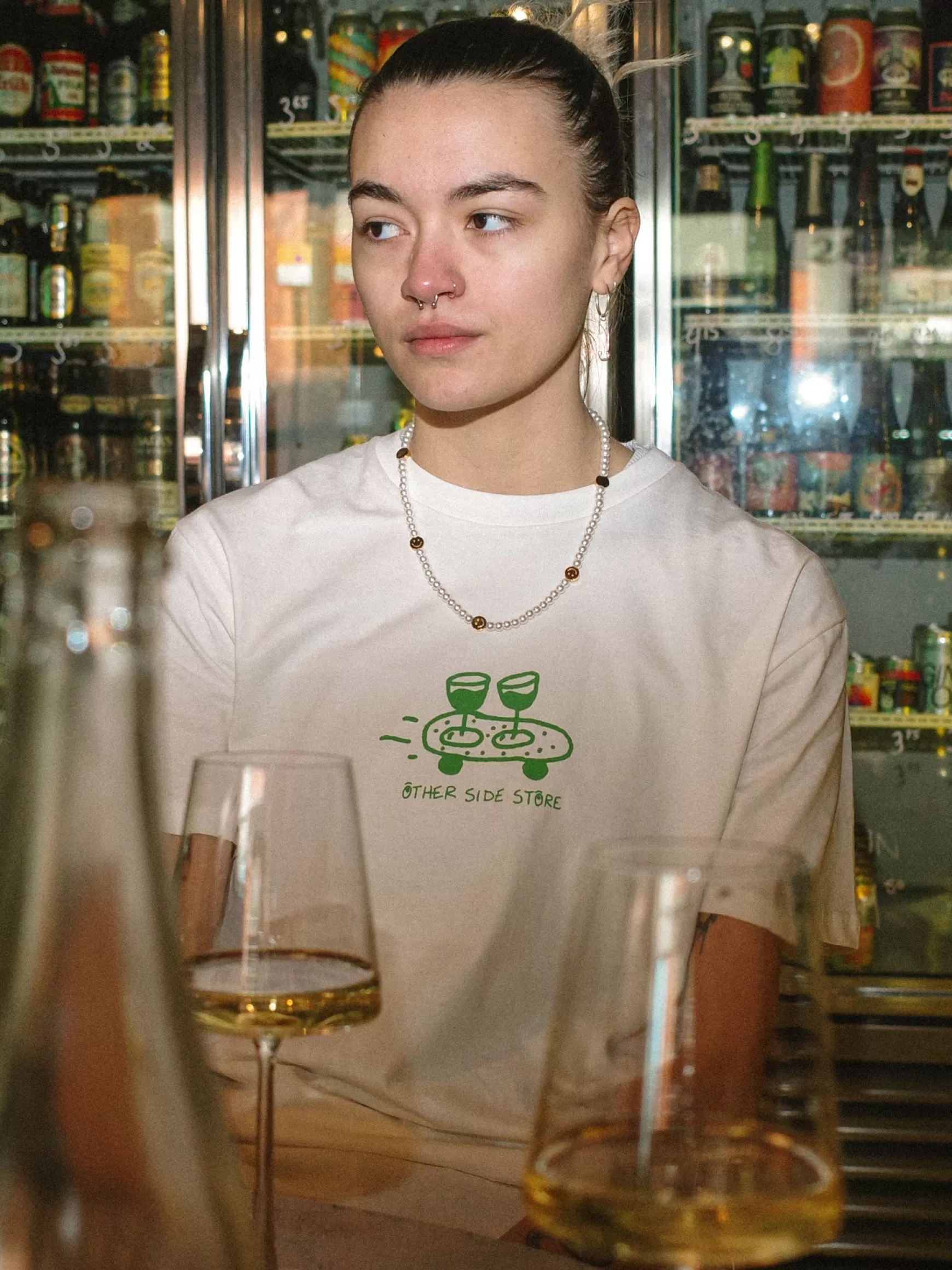Other Side Store 'Wine Skate' Tee - Black/ Ecru/ Navy Outlet