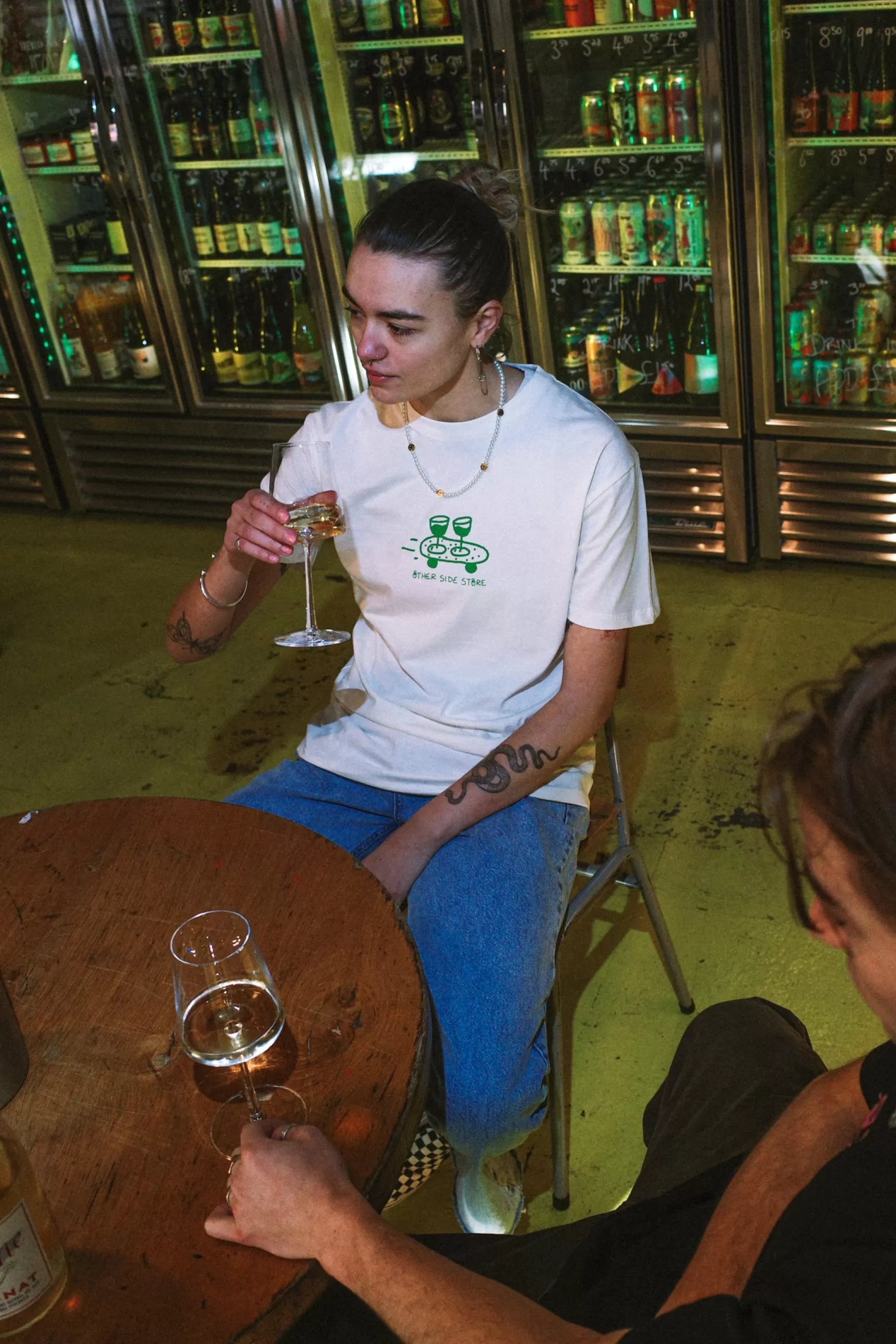 Other Side Store 'Wine Skate' Tee - Black/ Ecru/ Navy Outlet