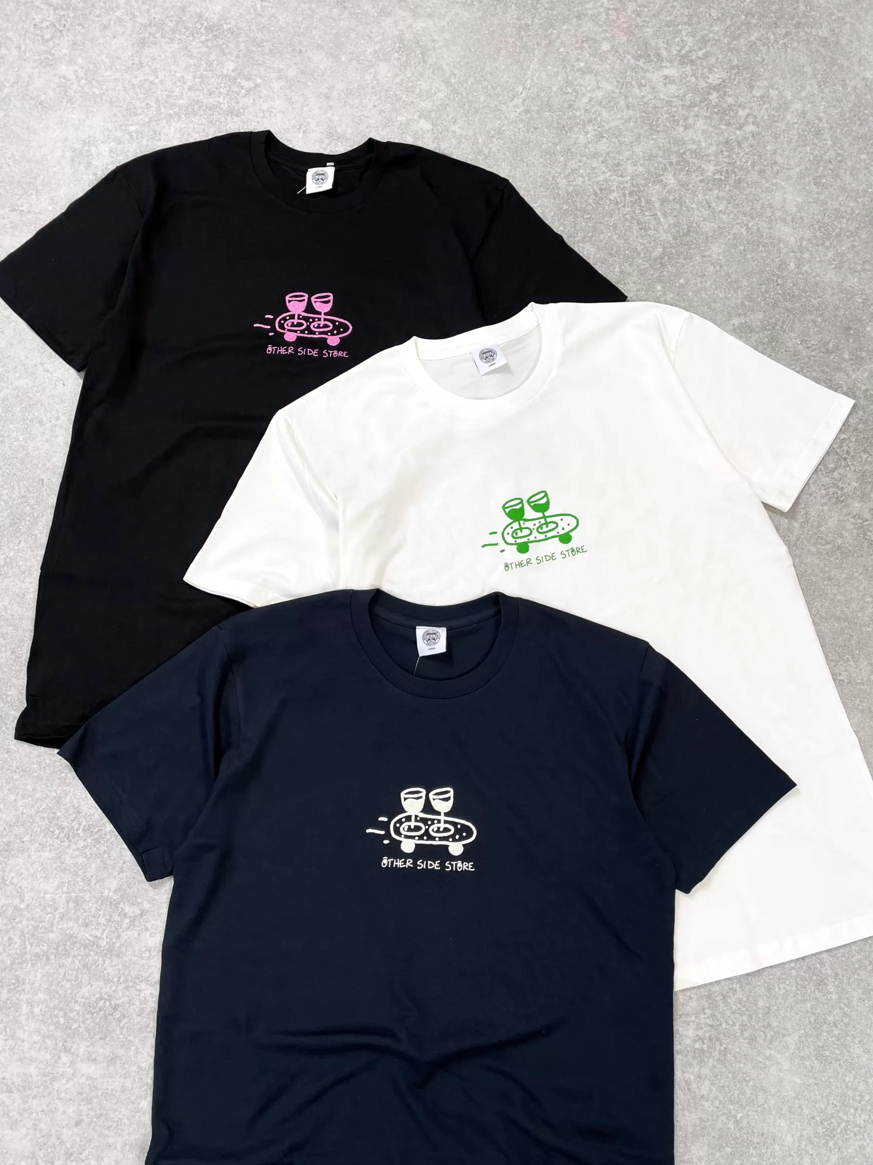 Other Side Store 'Wine Skate' Tee - Black/ Ecru/ Navy Outlet
