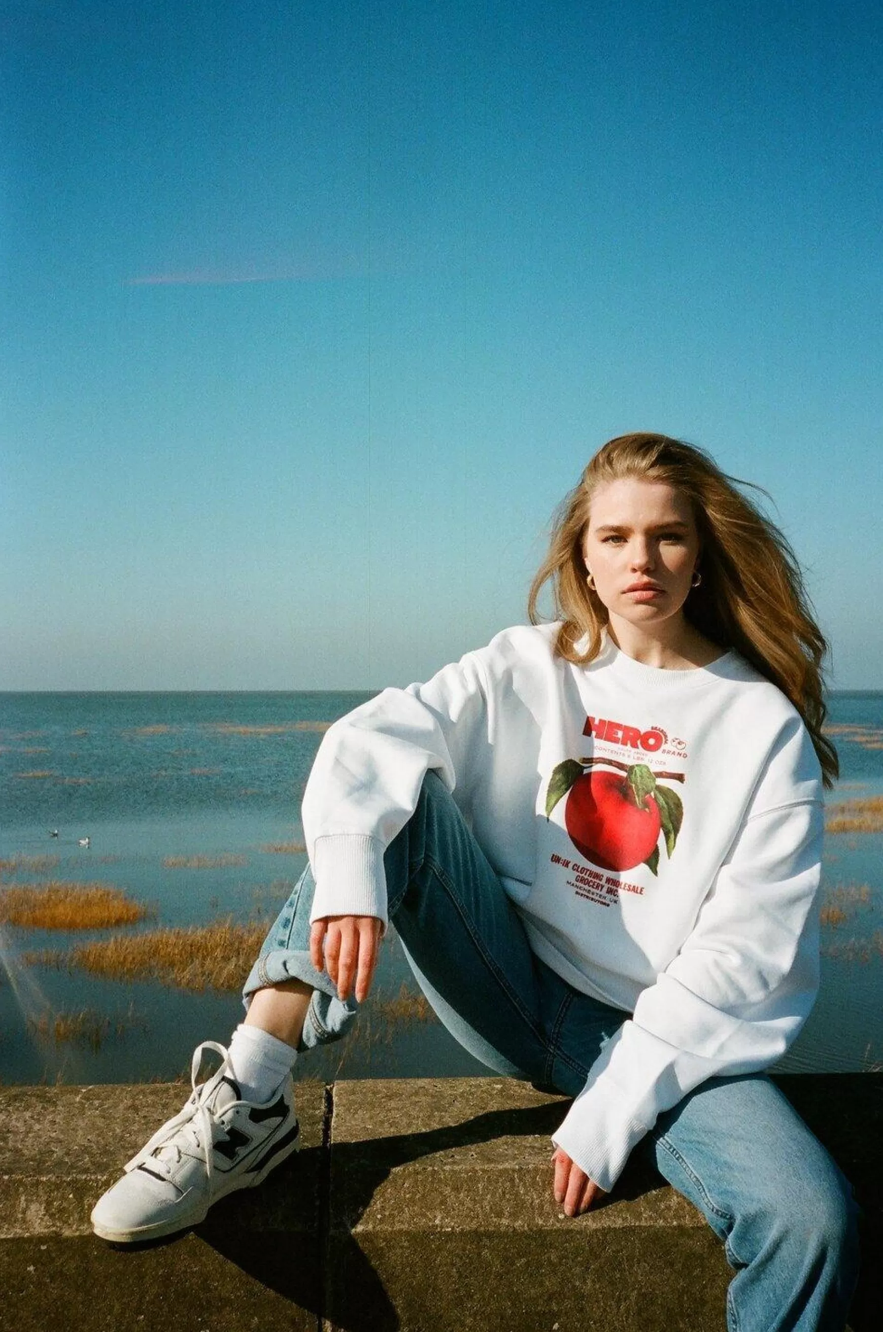Seasonal Hero 'Apple Branch' Oversized Sweater - Organic White Cheap
