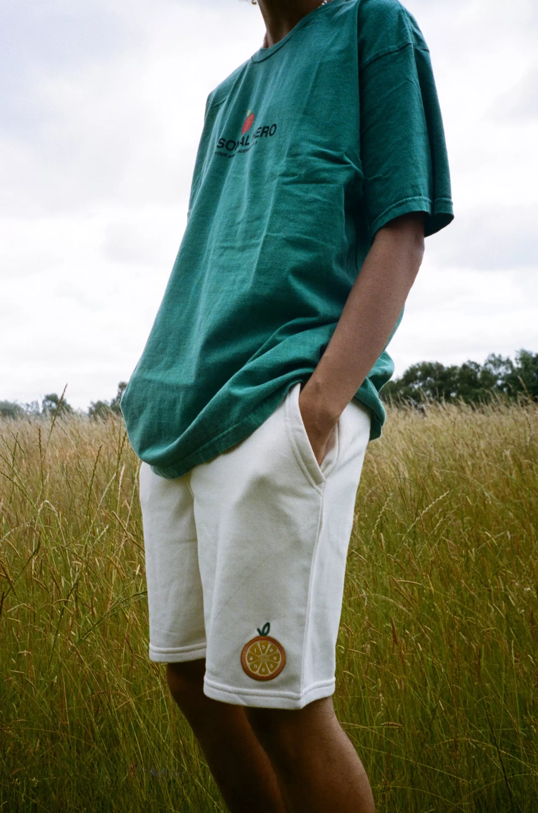 Seasonal Hero 'Orange Patch' Organic Jogger Shorts - Natural Online