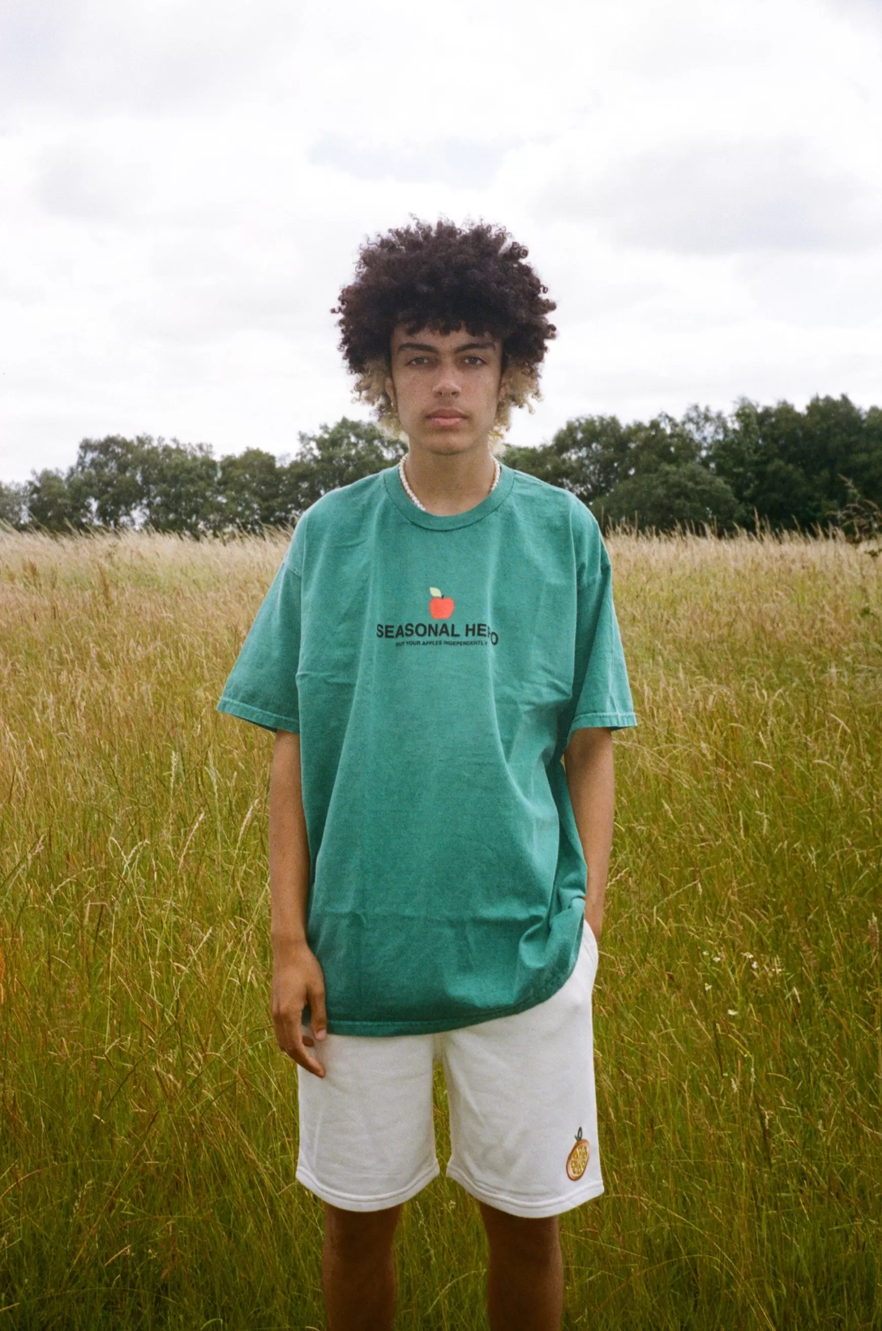 Seasonal Hero 'Orange Patch' Organic Jogger Shorts - Natural Online