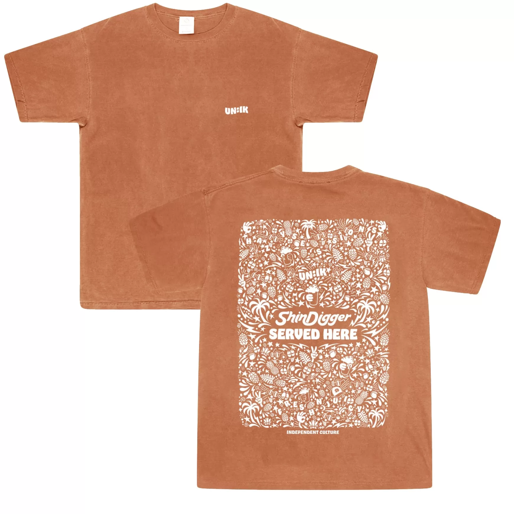 Shindigger X Un:Ik 'served Here' Tee - Vintage Washed Peach Clearance