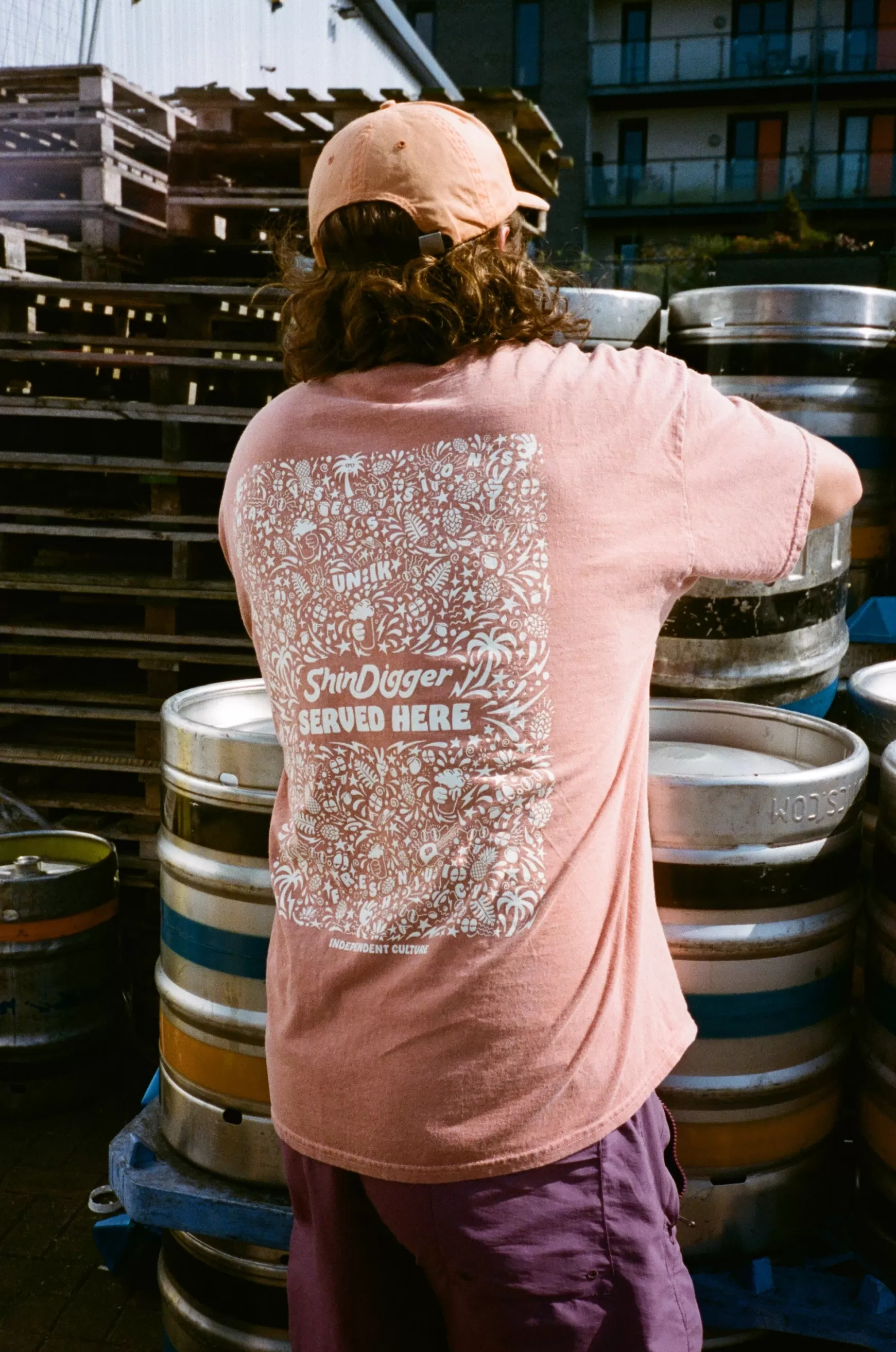 Shindigger X Un:Ik 'served Here' Tee - Vintage Washed Peach Clearance