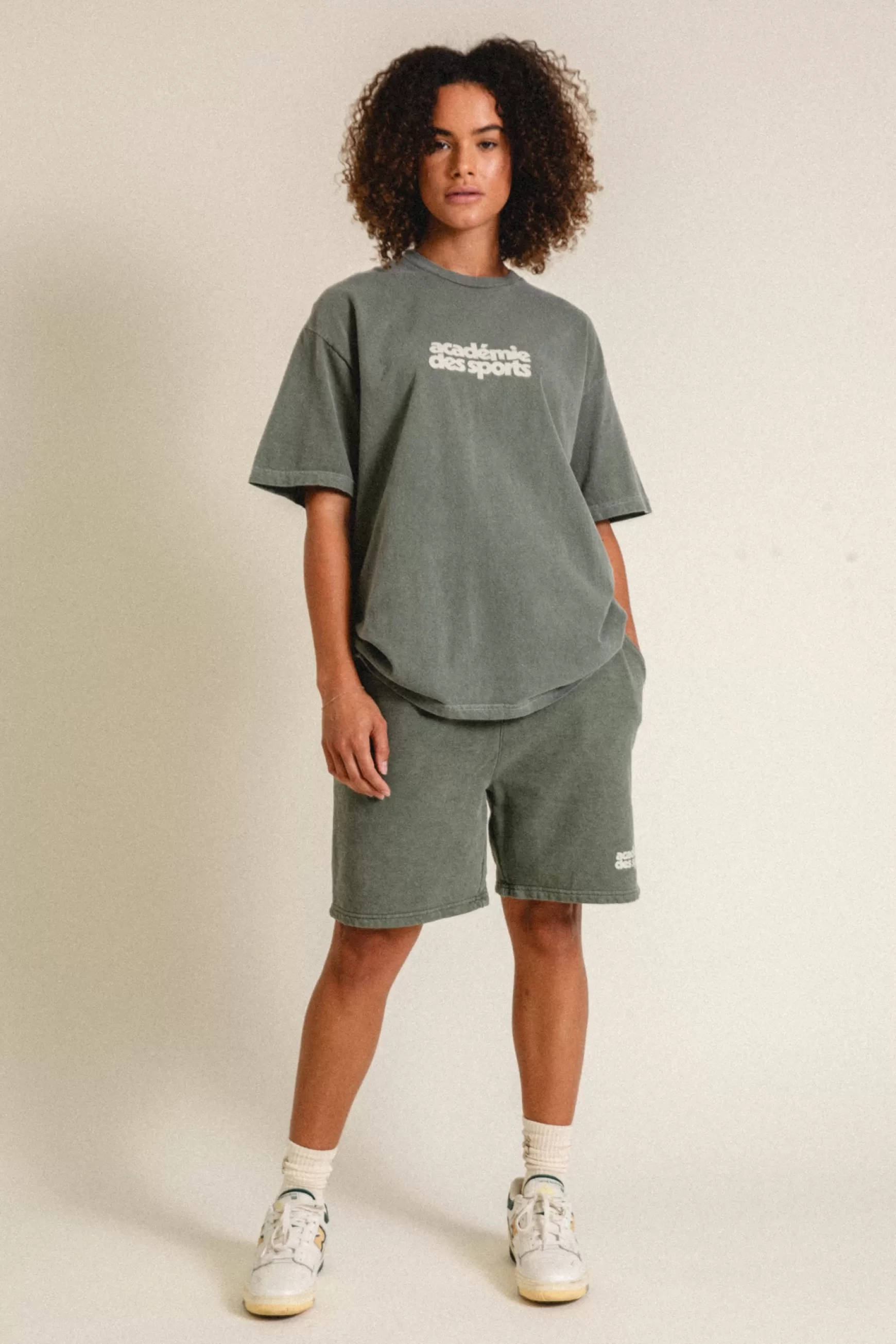 Vice 84 'Academie Des Sports' Vintage Washed Shorts - Khaki Clearance